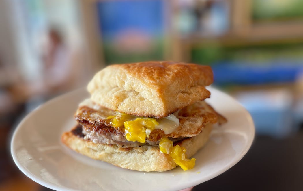 Sun Street’s airy biscuit sets the stage for this divine breakfast sandwich.
