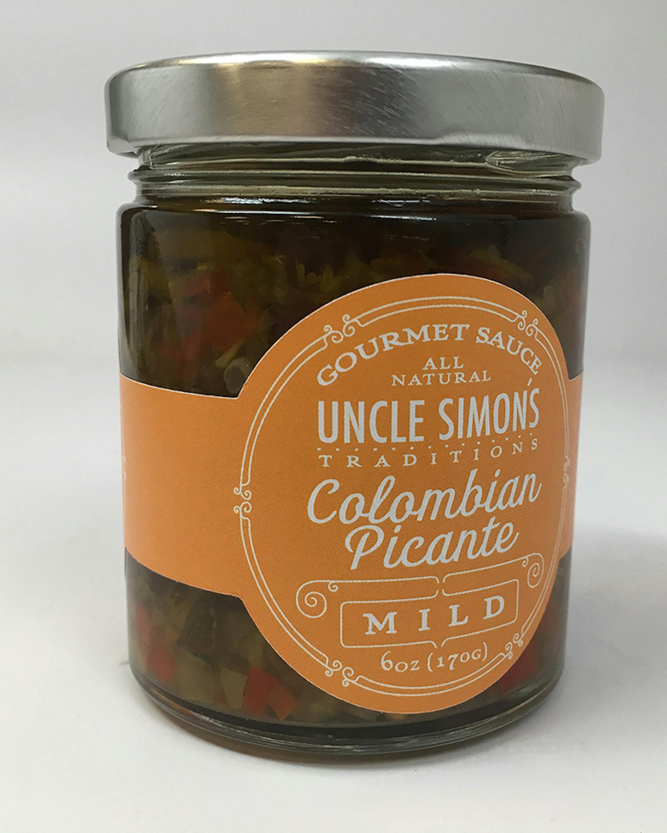 Uncle Simon's Traditions Colombian Picante gourmet sauce for locally sourced.