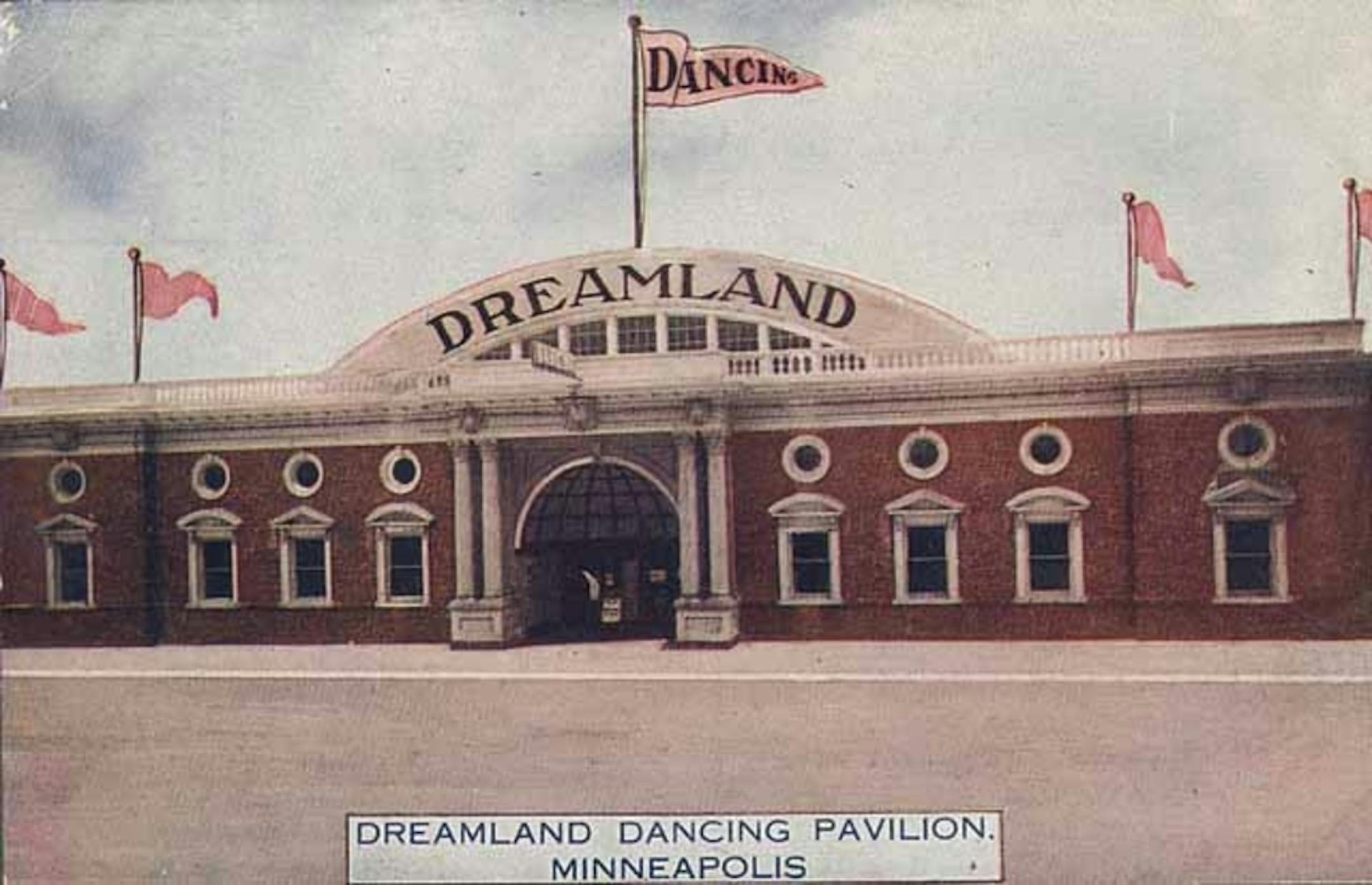 Postcard of old dance hall.