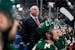 Wild head coach Bruce Boudreau looks on in the second period against the Los Angeles Kings at Xcel Energy Center in St. Paul