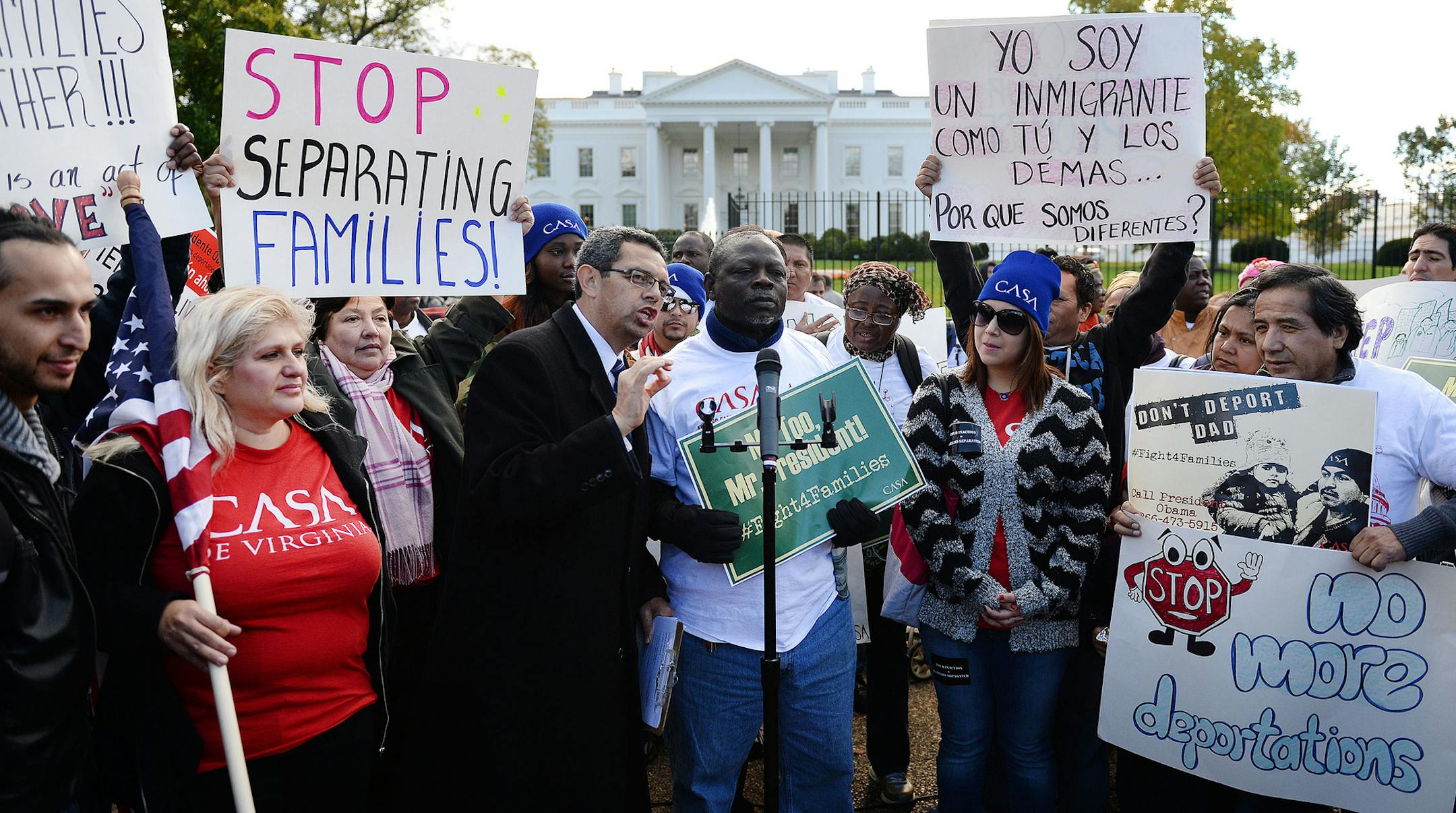 Supporters of immigration reform protest outside the White House on Nov. 7, 2014 in Washington, D.C. (Olivier Douliery/Abaca Press/MCT) ORG XMIT: 1159766