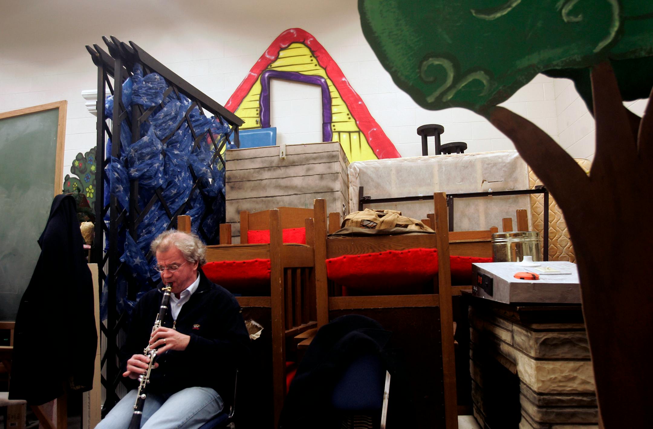 Vänskä played his clarinet in a makeshift dressing room at the Jackson County Central Performing Arts Center in Jackson, Minn. The orchestra's 2008 stop in Jackson was one of four in a tour of southwest Minnesota towns.