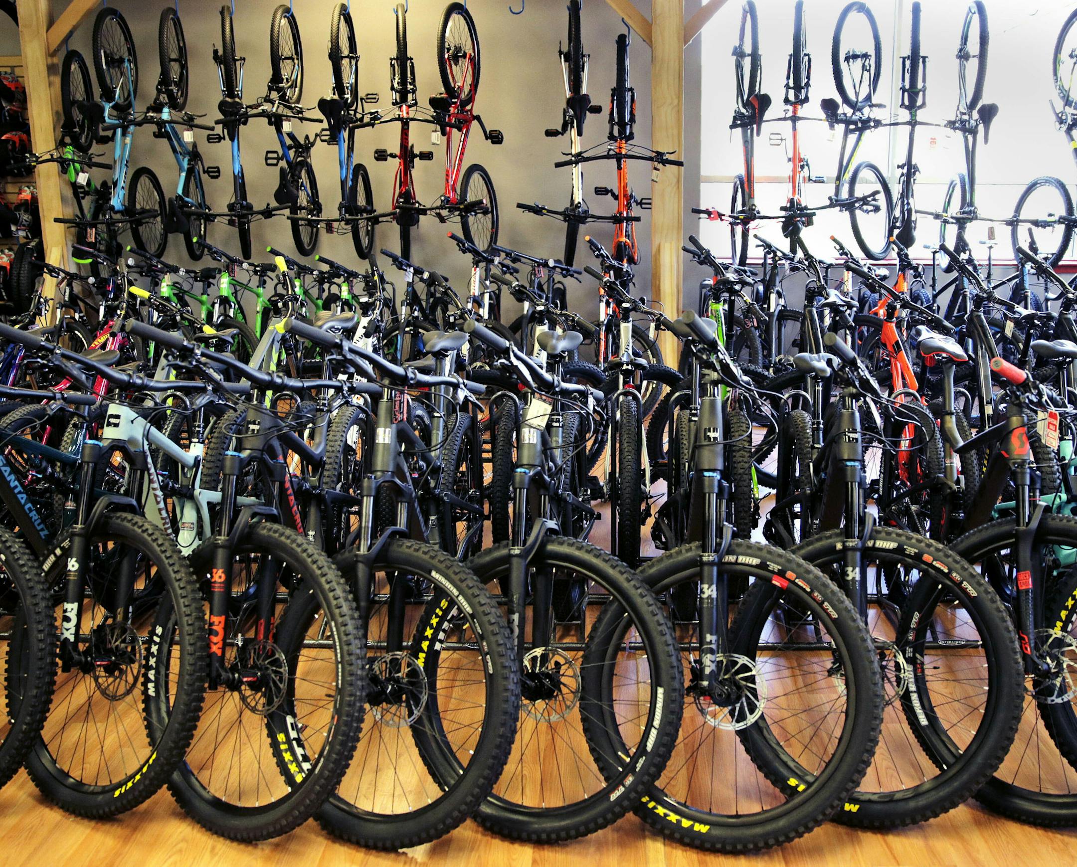 Mountain bikes are displayed at Cycles Etc bicycle shop in Salem, N.H., Wednesday, July 10, 2019. (AP Photo/Charles Krupa)