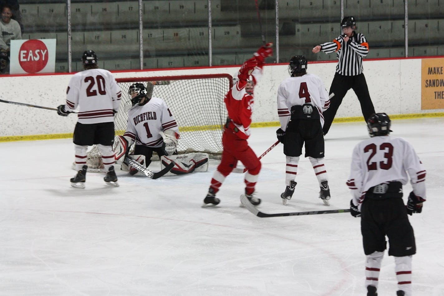 Highland Park scored against Richfield in a game that Highland Park would go on to win 6-1 last January.