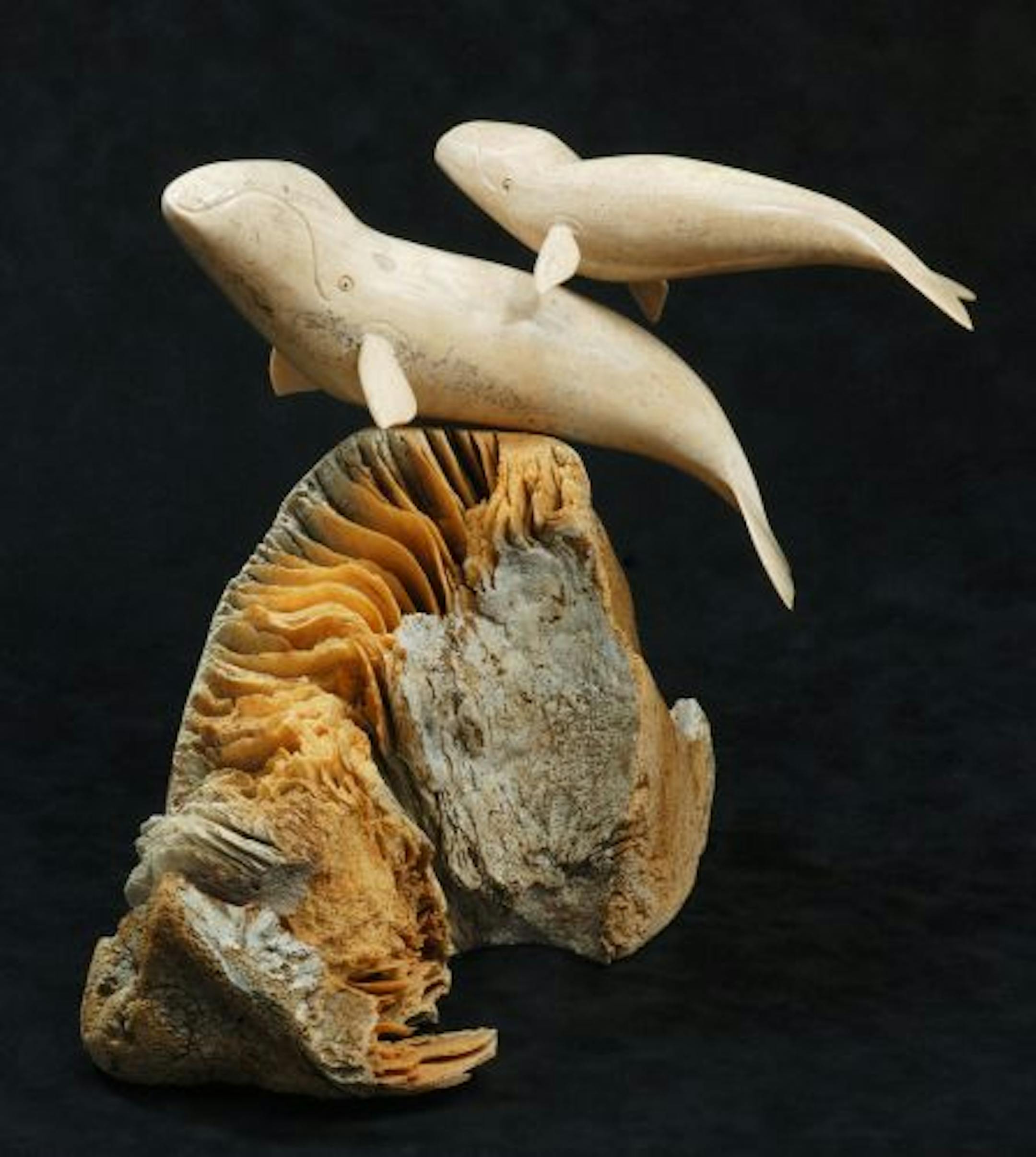 Bowhead Whale & Calf by Ron Apangalook from Gambell, St. Lawrence Island, AK.