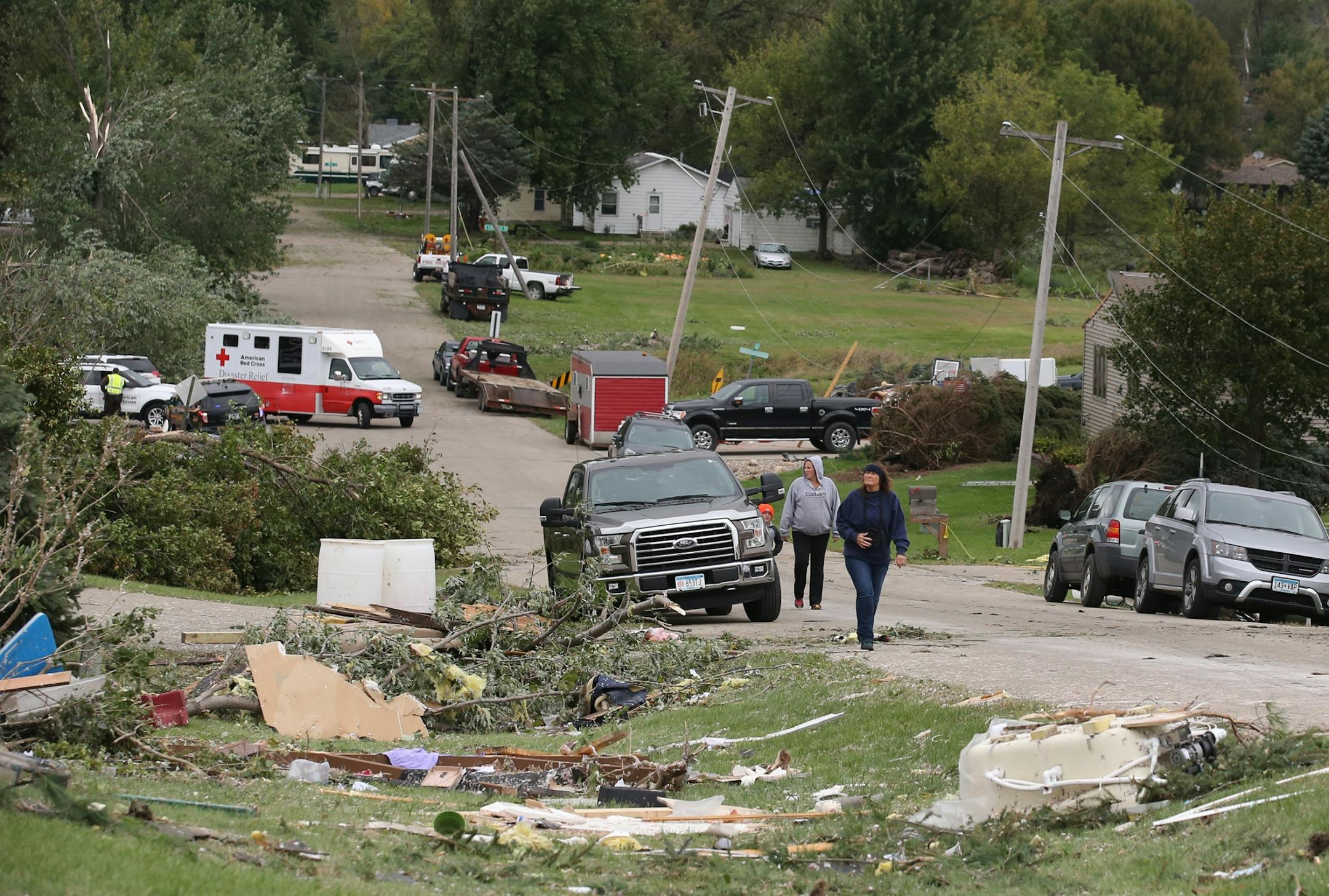 A number of homes in the southeast side of Morristown were heavily damaged during severe storms Thursday evening and seen as the Red Cross approached Friday, Sept. 21, 2018, in Morristown, MN.