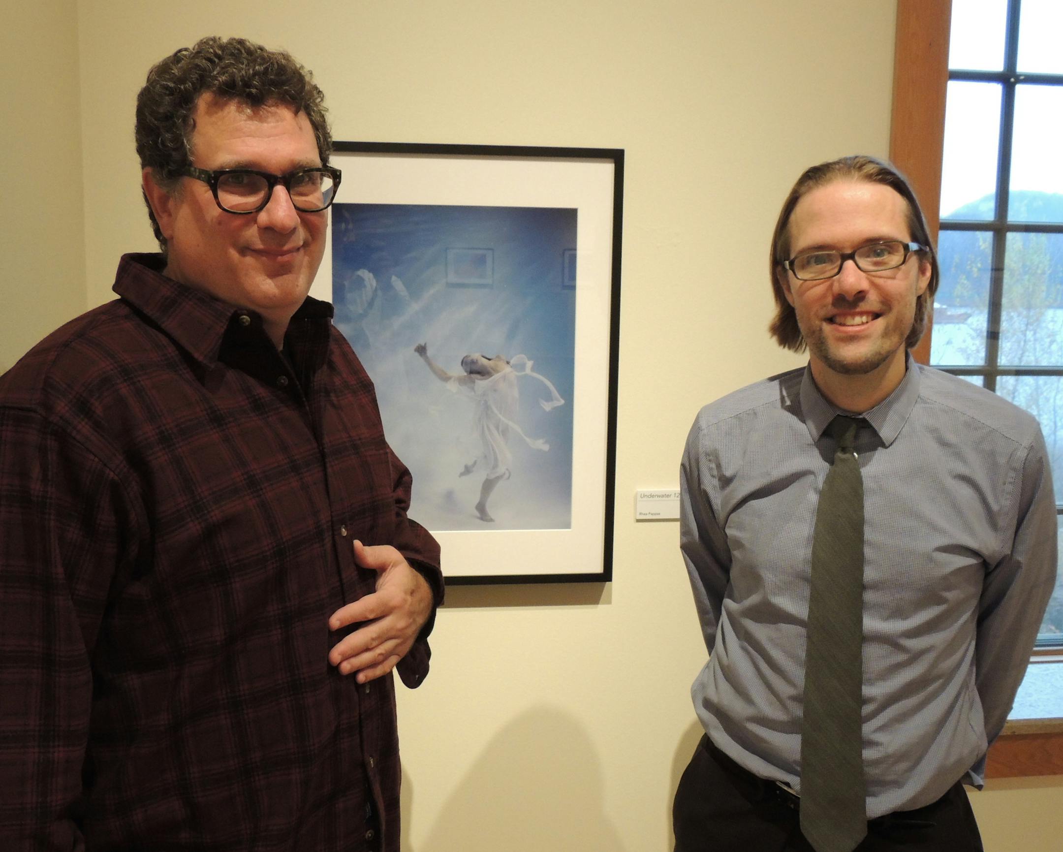 Lee Gundersheimer, left, the managing director of the Great River Shakespeare Festival, and Andrew Maus, the executive director of the Minnesota Marine Art Museum, pictured at the museum.