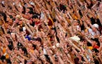 Loyola-Chicago fans cheer their team on against Michigan during the semifinals of last year's NCAA Final Four in San Antonio..