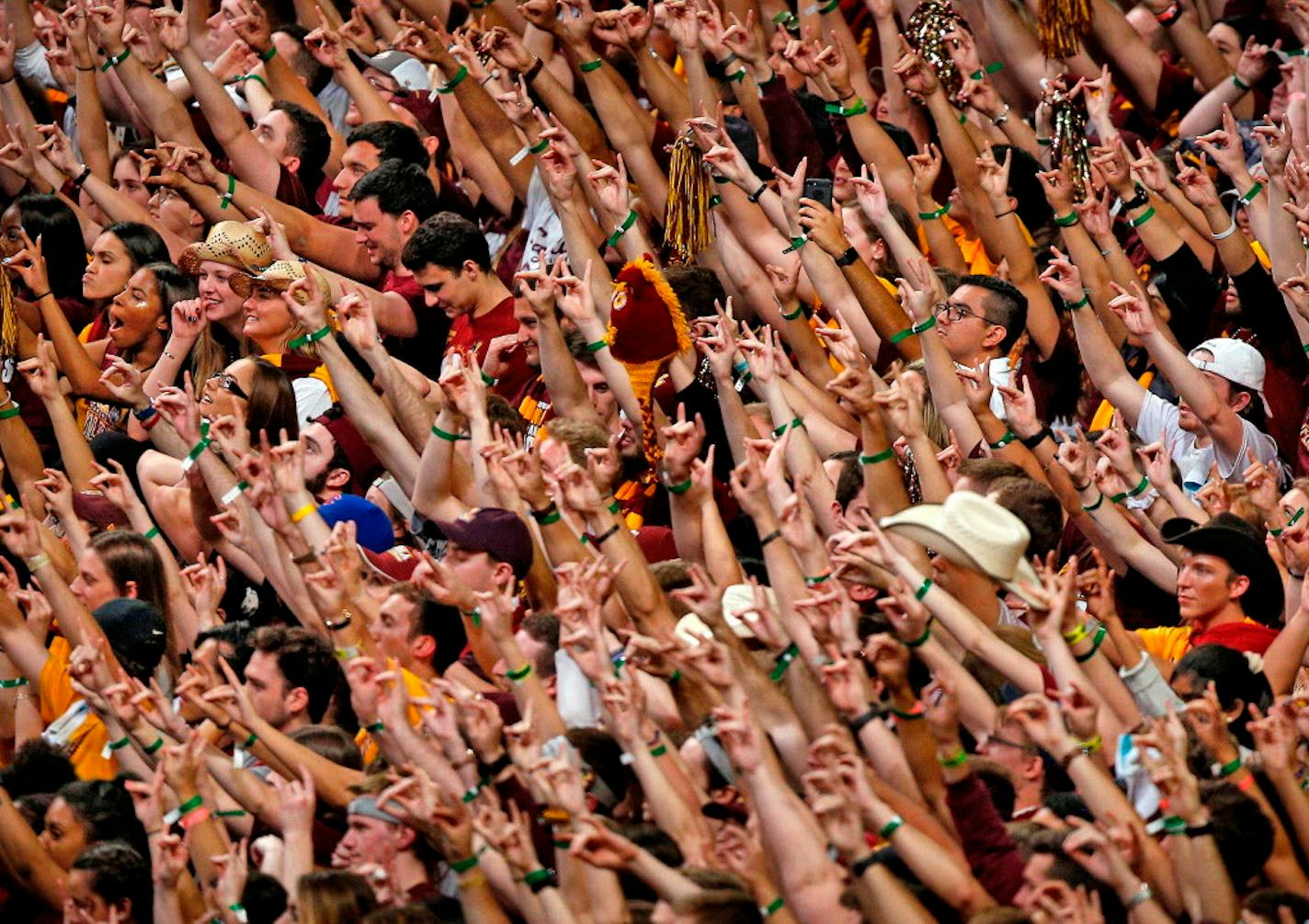 Loyola-Chicago fans cheer their team on against Michigan during the semifinals of last year's NCAA Final Four in San Antonio..