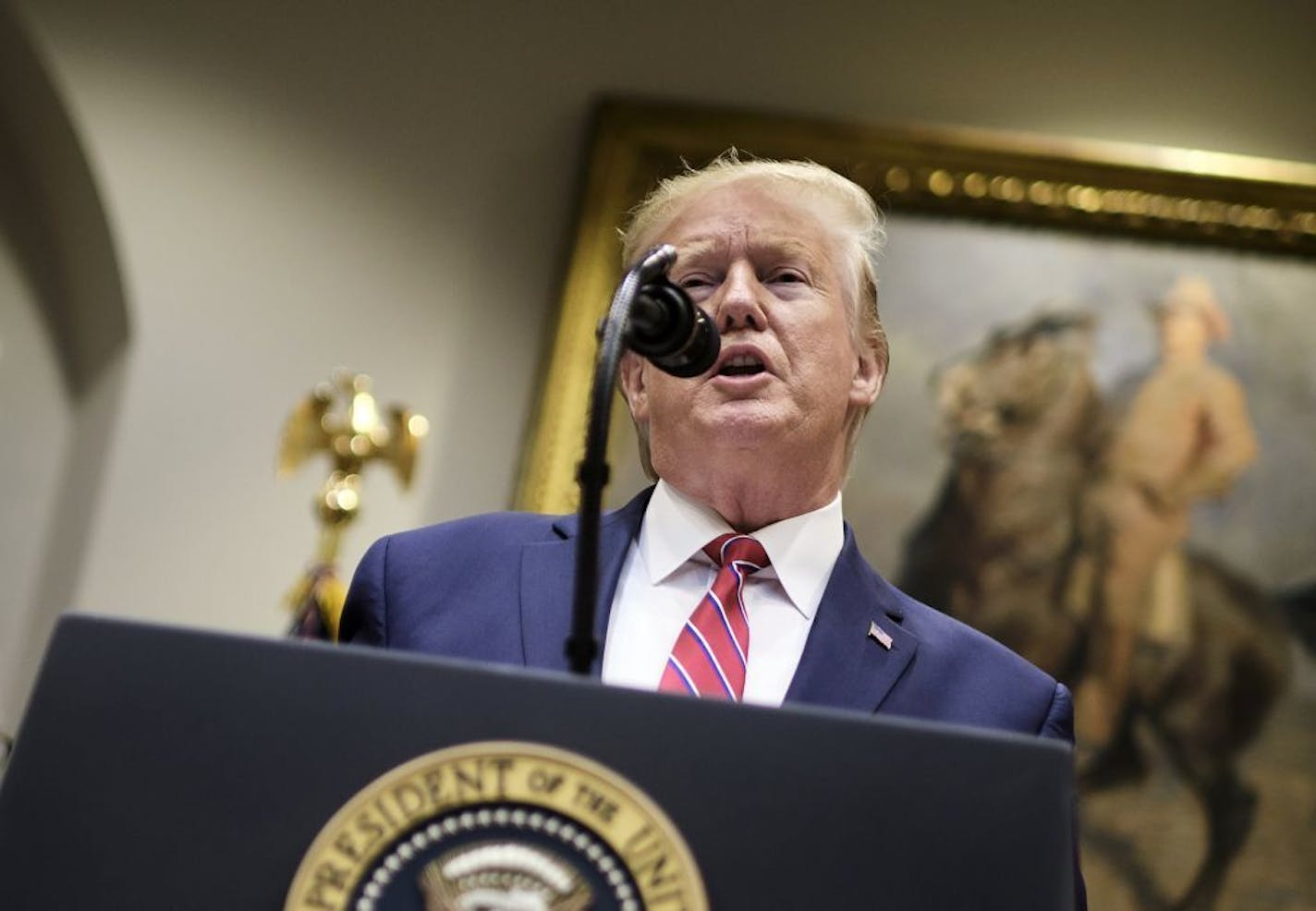 President Donald Trump, who has refused to turn over his tax returns, citing a continuing IRS audit, speaks at the White House in Washington, Nov. 15, 2019.