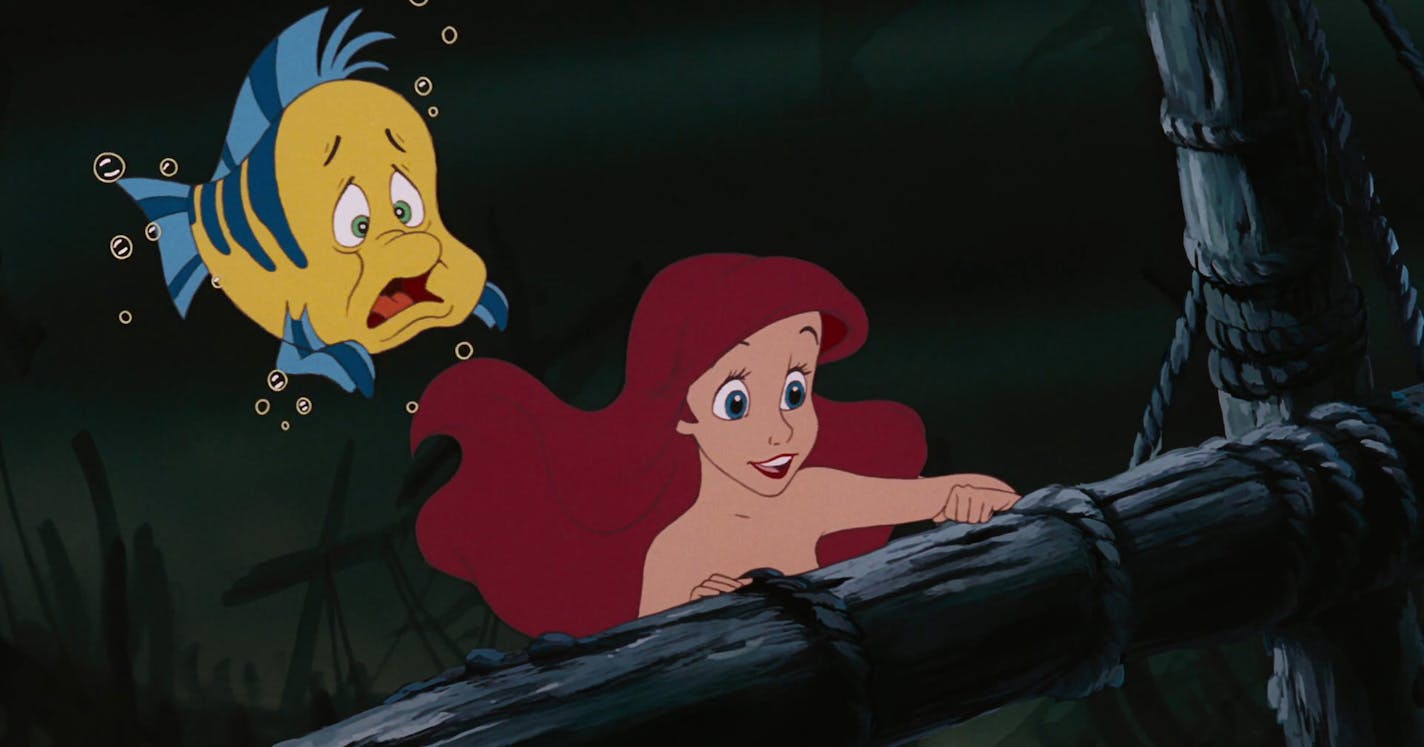 Ariel exploring shipwreck in "The Little Mermaid"