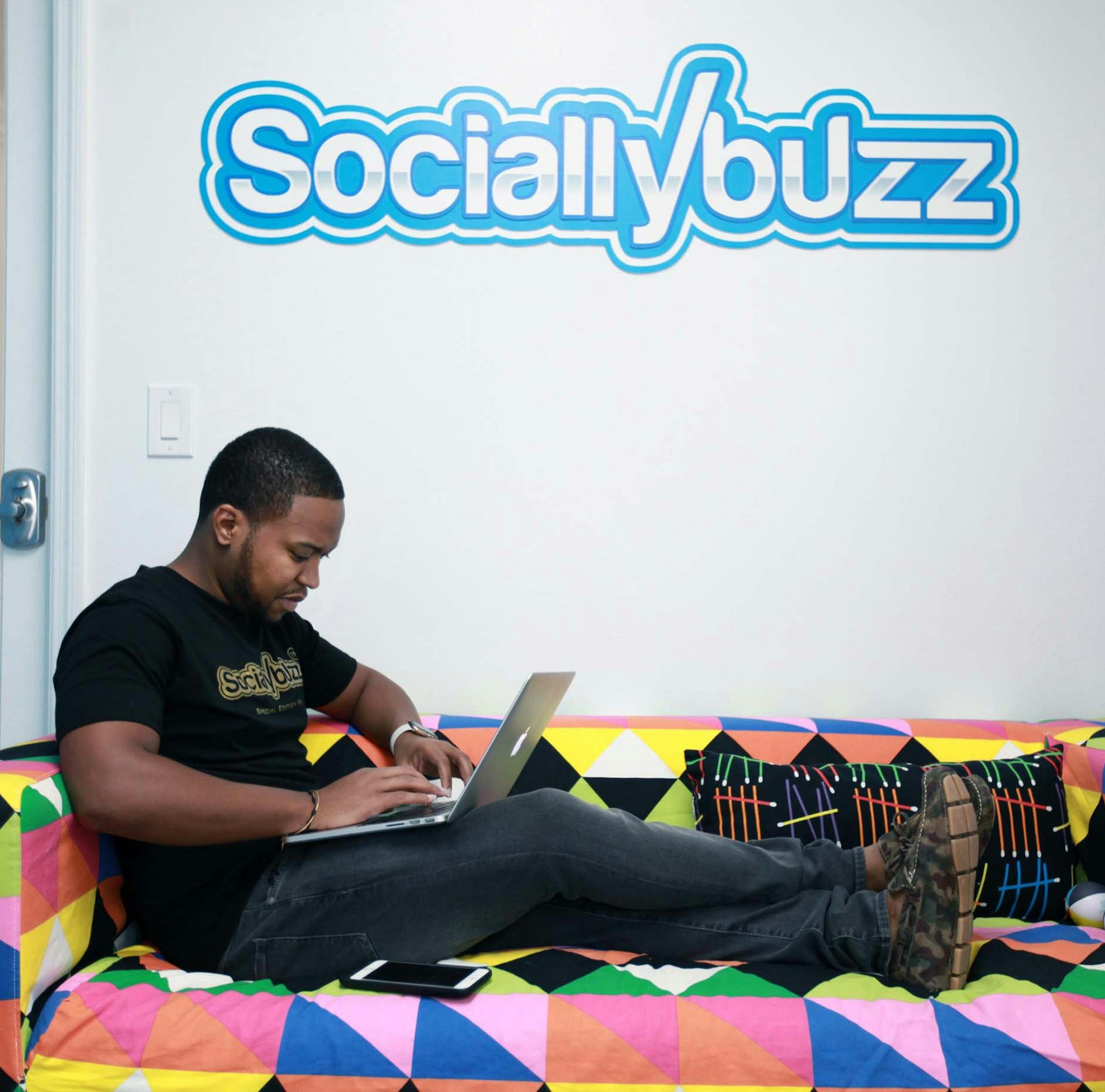 Andre Kay, CEO and founder of Sociallybuzz, a firm that helps small businesses grow using social media and data, on Jan. 4, 2017 at the company's Weston office. (Roberto Koltun/Miami Herald/TNS) ORG XMIT: 1195847