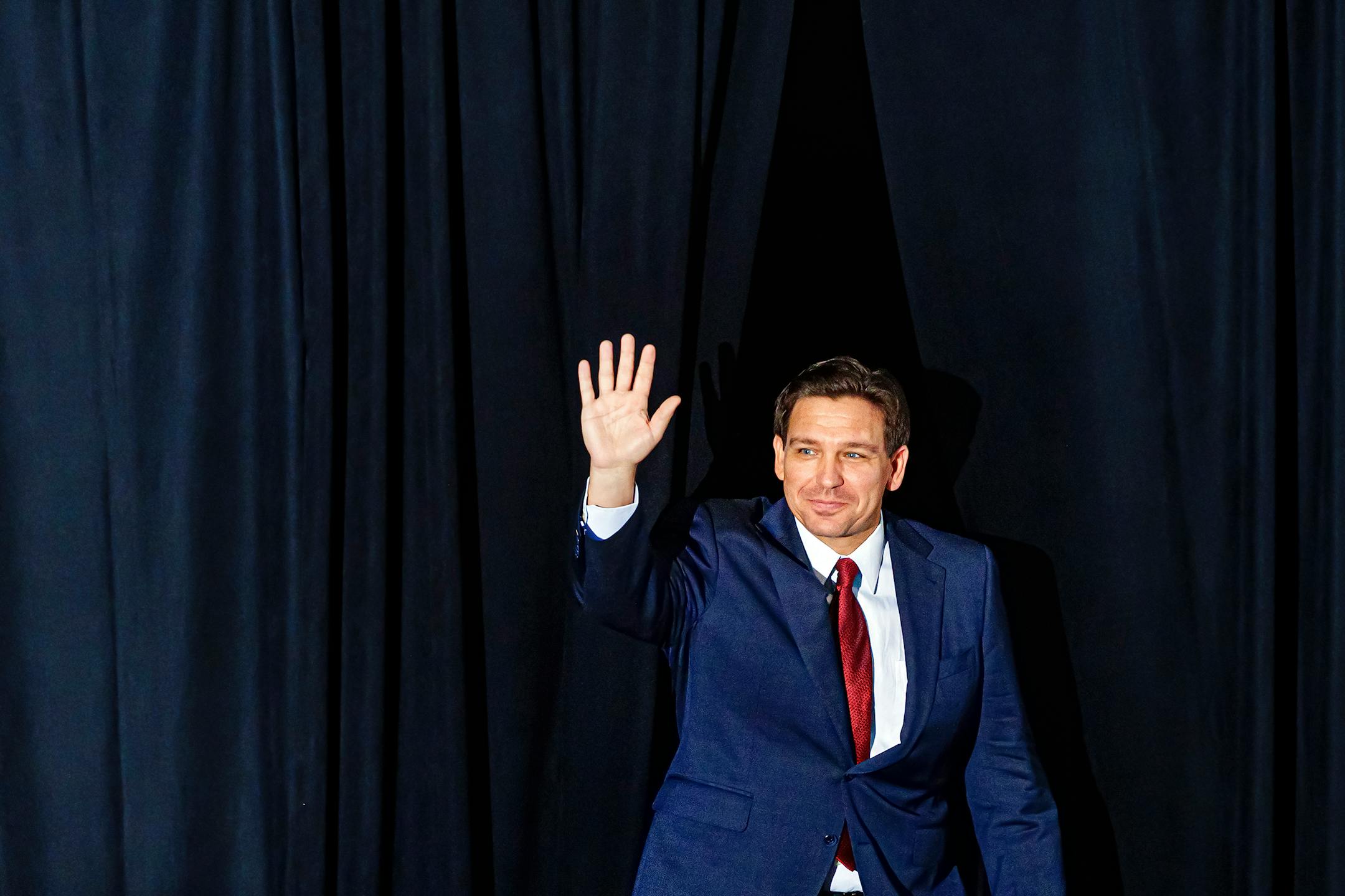 FILE — Gov. Ron DeSantis speaks during an event in Doral, Fla., on March 1, 2023. "He could wait, but his best chance might pass him by," Ross Douthat writes. (Scott McIntyre/The New York Times)
