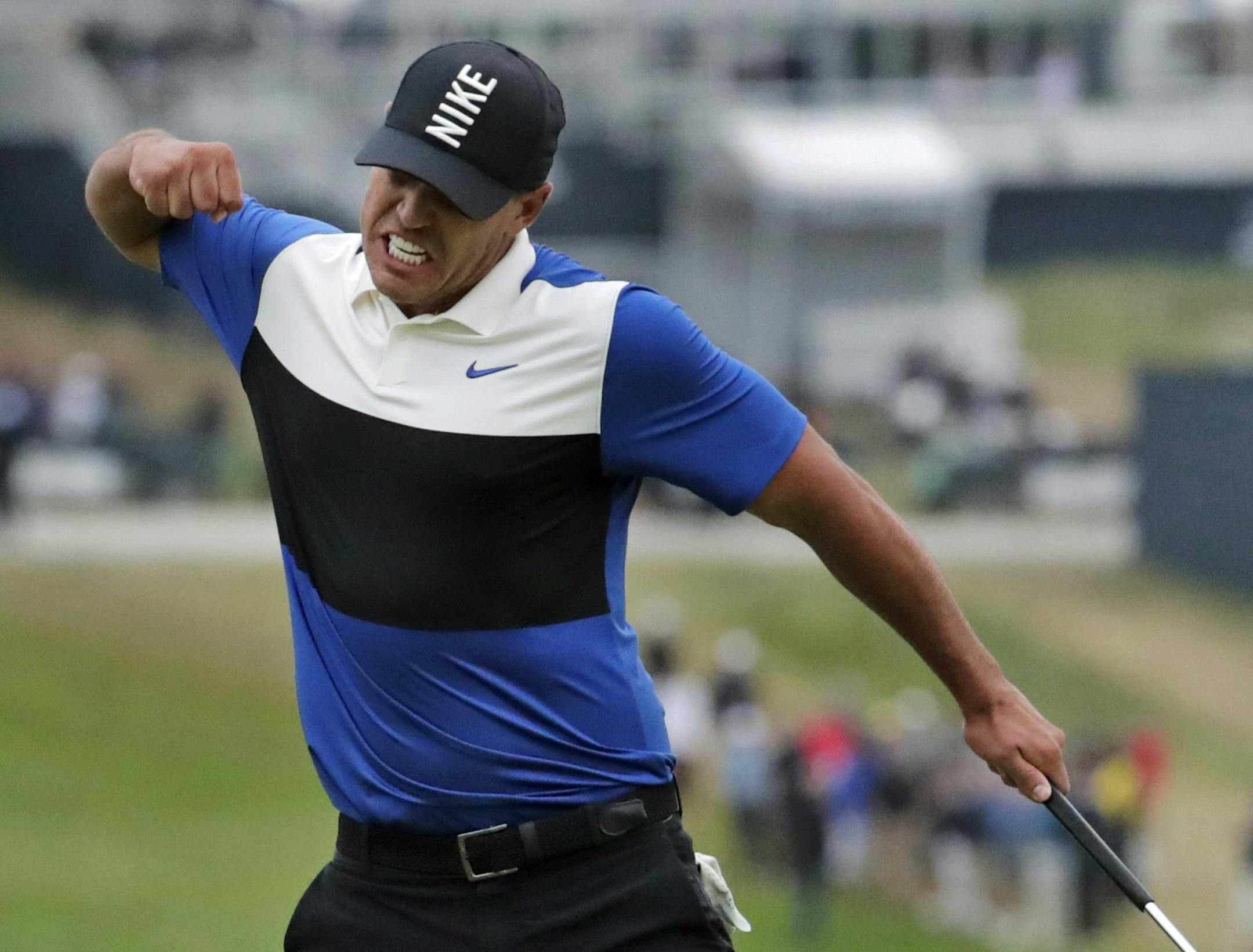 Brooks Koepka reacts after winning the PGA Championship golf tournament, Sunday, May 19, 2019, at Bethpage Black in Farmingdale, N.Y. (AP Photo/Julio Cortez)