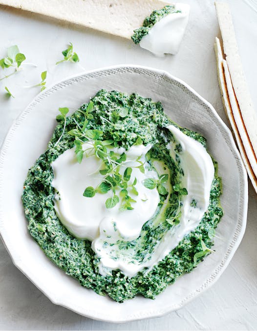 Photo by Chris Court, Ben Dearnley, William Meppem, Con Poulos, and Anson Smart Minted spinach dip with yogurt.