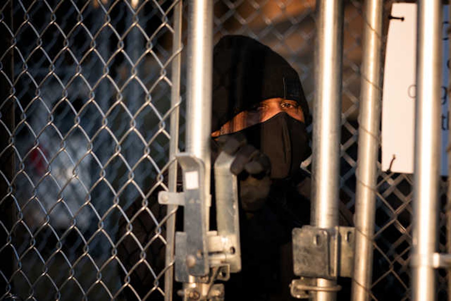 Guards admitted people one at a time at the only pedestrian entrance to the Hennepin County Courthouse on Day 2 of the trial of former Minneapolis pol