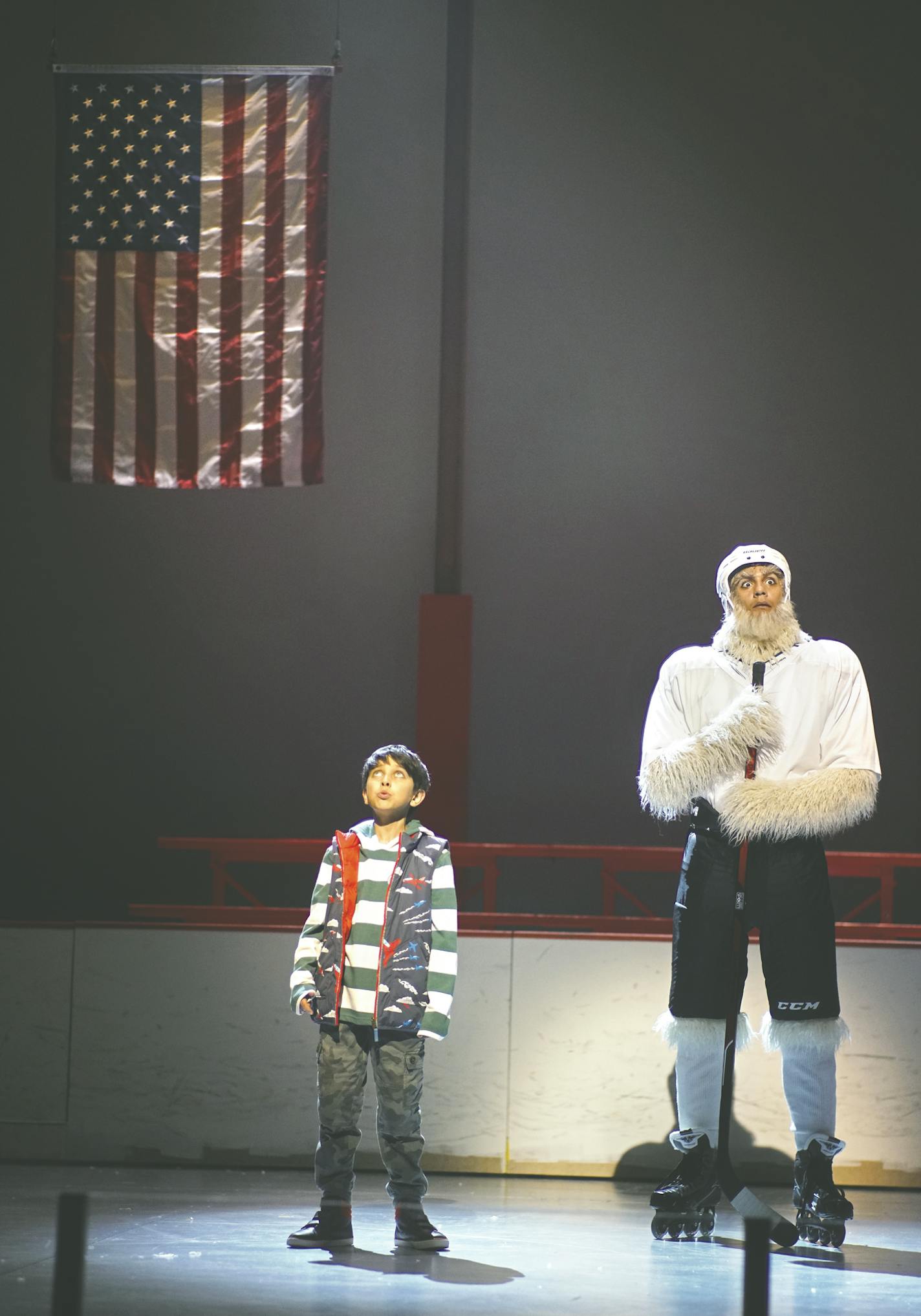 Henry Constable and Ryan Colbert take to the ice as tryout competitors Mitch and Harry in the new musical "The Abominables."