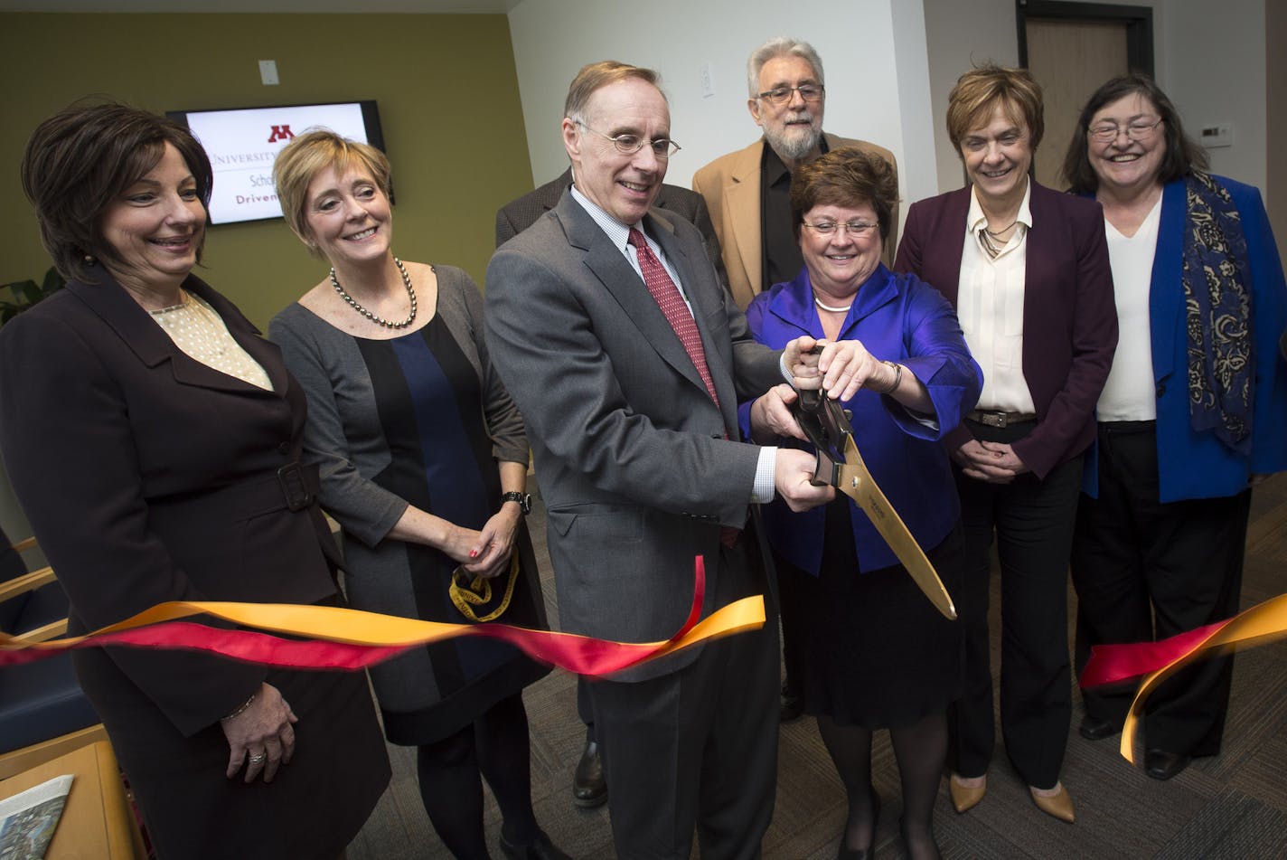 Brooks Jackson, Vice President for Health Sciences at the University of Minnesota, and School of Nursing Dean Connie White Delaney cut the ribbon at the University of Minnesota Health Nurse Practitioners Clinic in downtown Minneapolis on Tuesday night. ] (Aaron Lavinsky | StarTribune) The U of M is launching the first nurse-led and operated primary care clinic in the state -- which will be tested in Minneapolis as a potential solution to the looming shortage of family doctors in Minnesota. Nurse