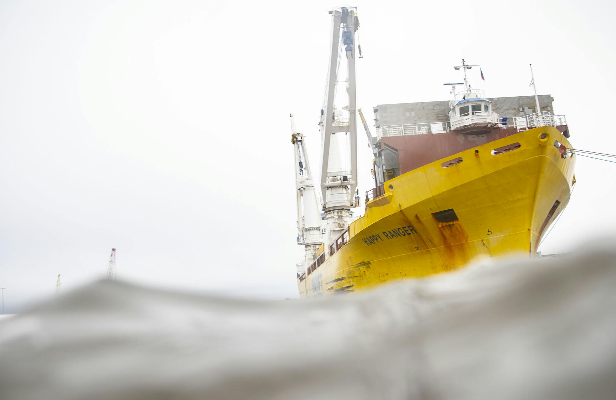 Overseas vessels like the Happy Ranger, pictured here docked at the Duluth port last fall, will be delayed on their way up the Great Lakes this spring due to high water levels. ALEX KORMANN • alex.kormann@startribune.com