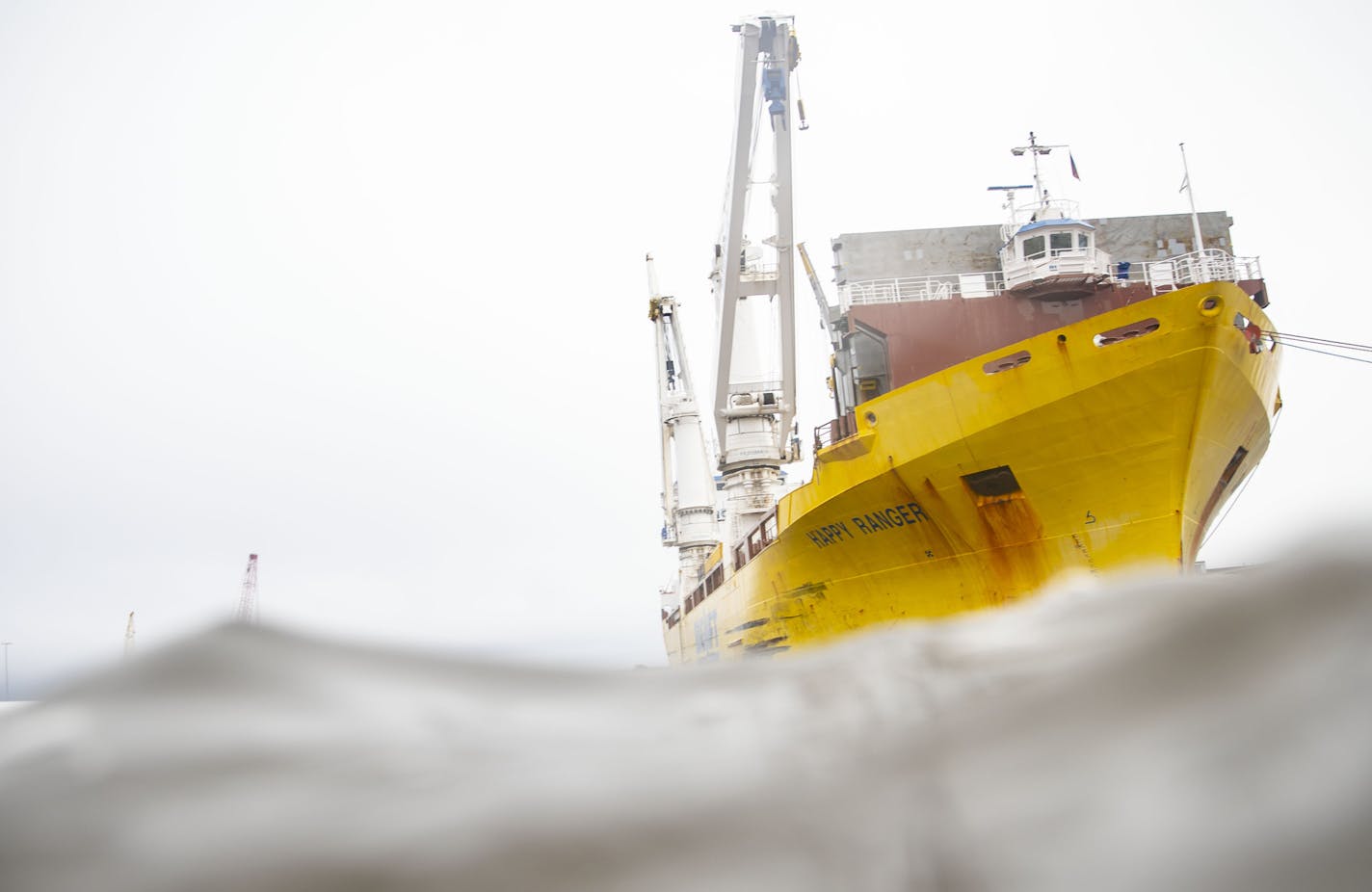 Overseas vessels like the Happy Ranger, pictured here docked at the Duluth port last fall, will be delayed on their way up the Great Lakes this spring due to high water levels. ALEX KORMANN &#x2022; alex.kormann@startribune.com