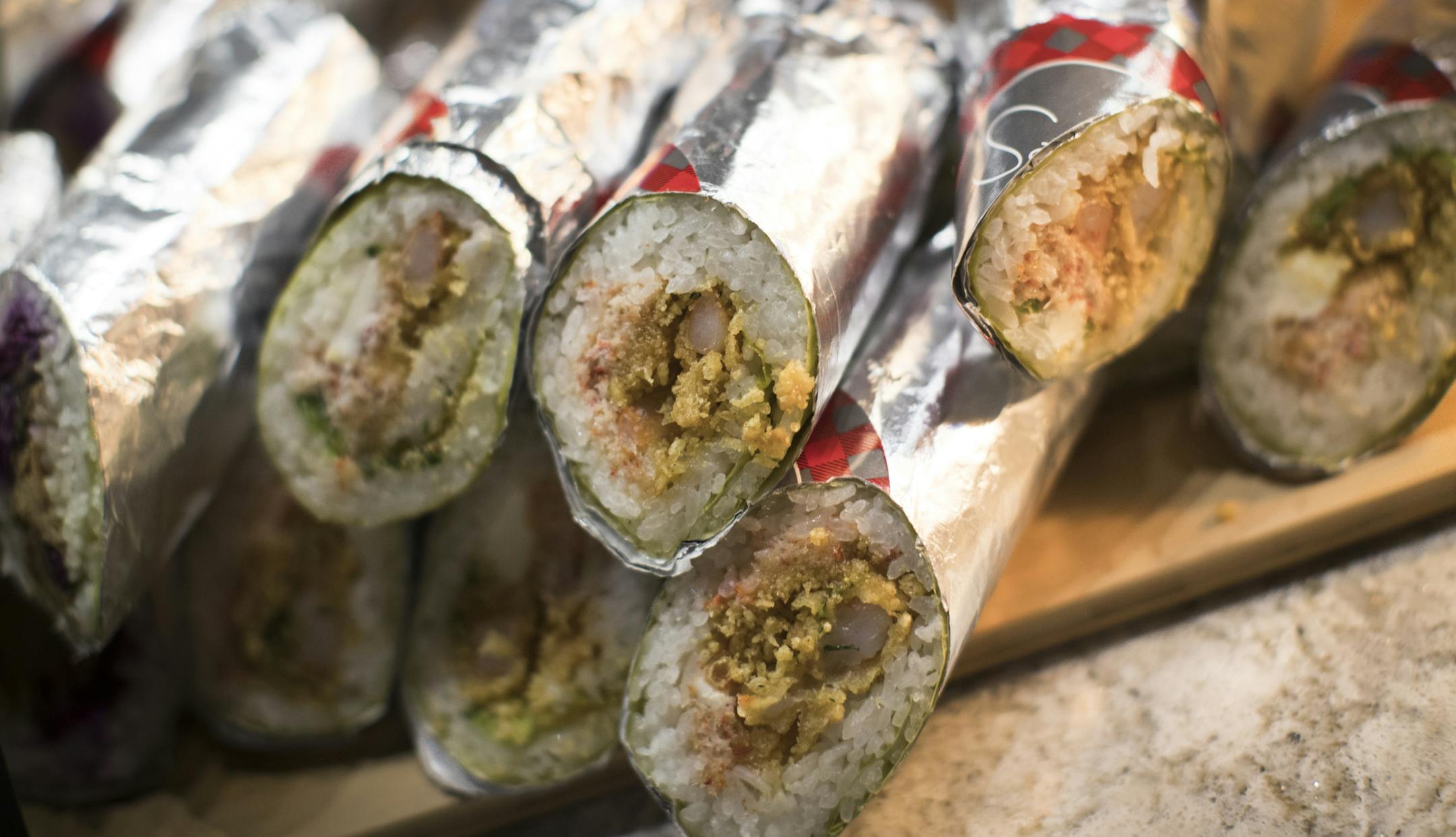 SotaRol sushi burritos are part of the menu at the renovated Target Center in Minneapolis, Minn., on Tuesday, October 10, 2017. ] RENEE JONES SCHNEIDER • renee.jones@startribune.com
