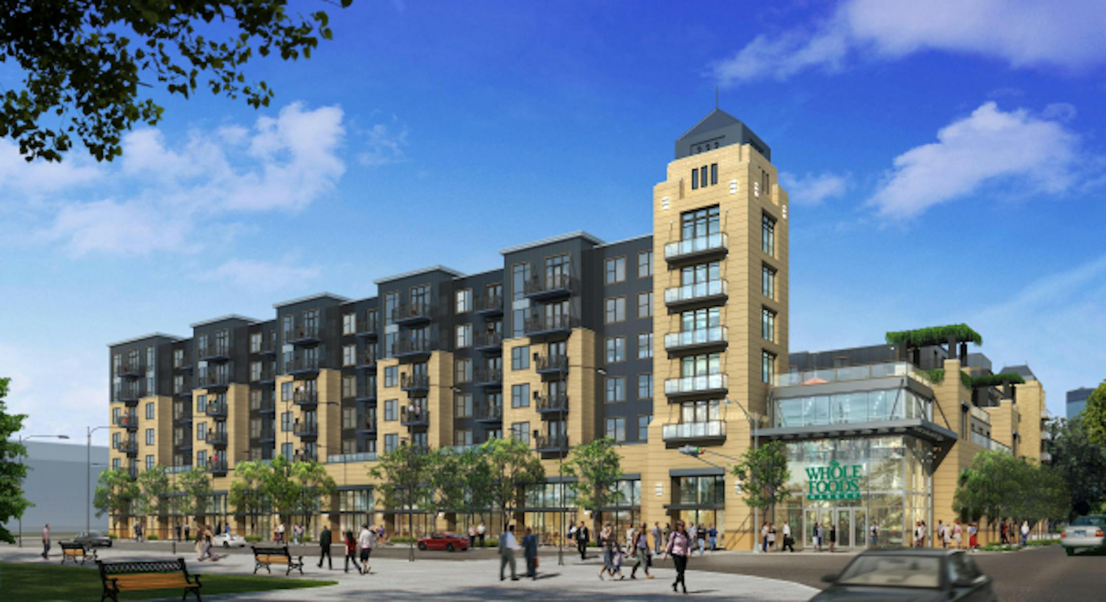 Exterior rendering of 222 Hennepin
