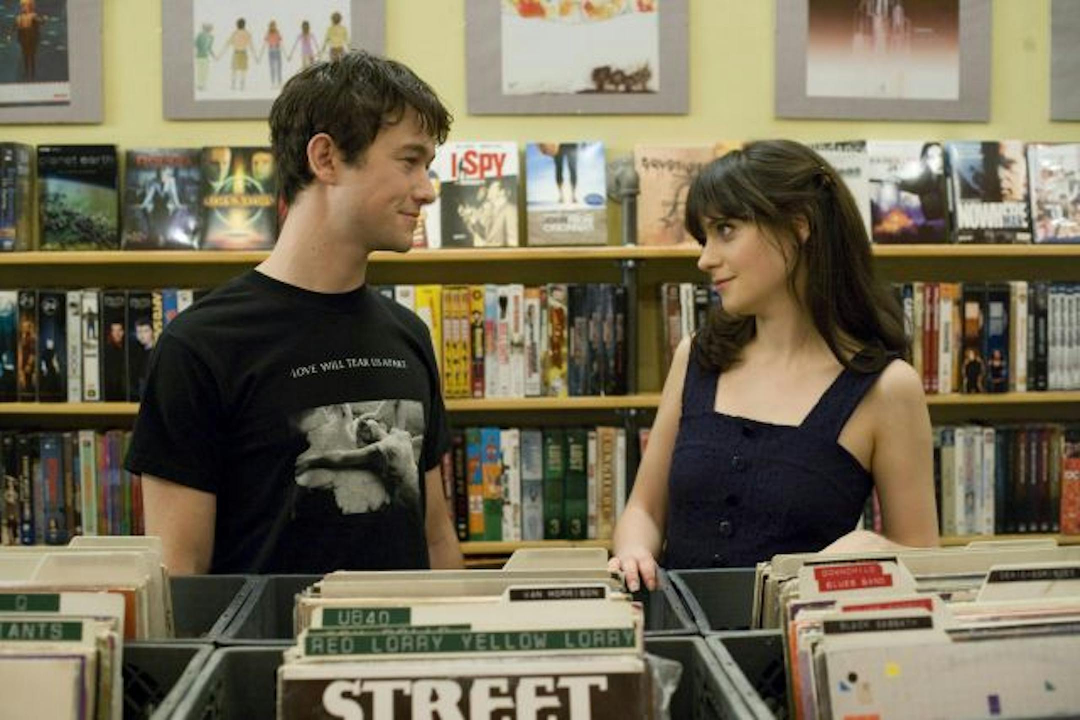 In this film publicity still released by Fox Searchlight, Joseph Gordon-Levitt, left, and Zooey Deschanel are shown in a scene from "500 Days of Summer."