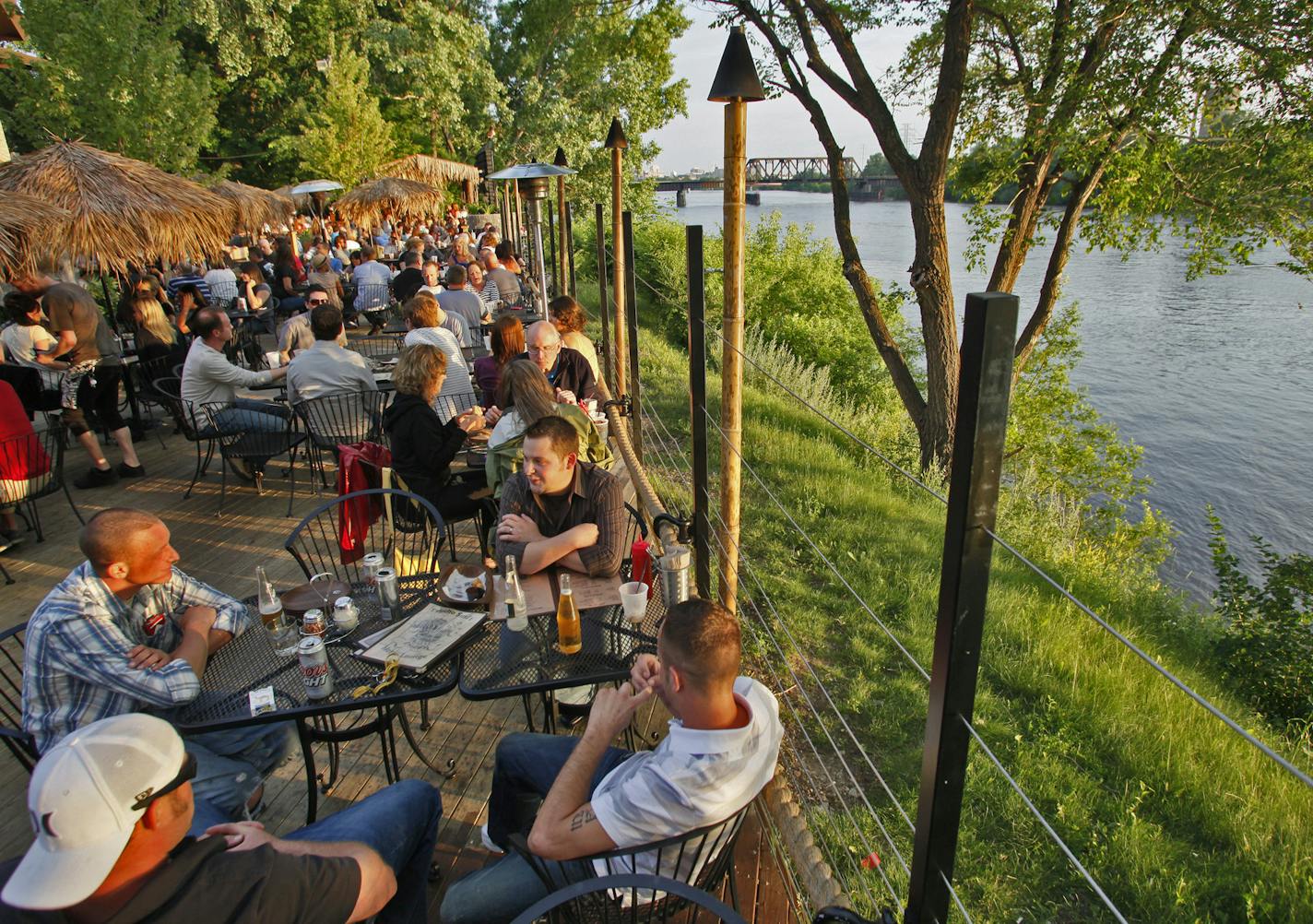 The patio bar at Psycho Suzi's in northeast Minneapolis takes full advantage of its site along the Mississippi River.