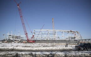 A construction continued on Allianz Field, where United Minnesota soccer will play, on Tuesday, February 6, 2018, in St. Paul, Minn. The stadium in lo