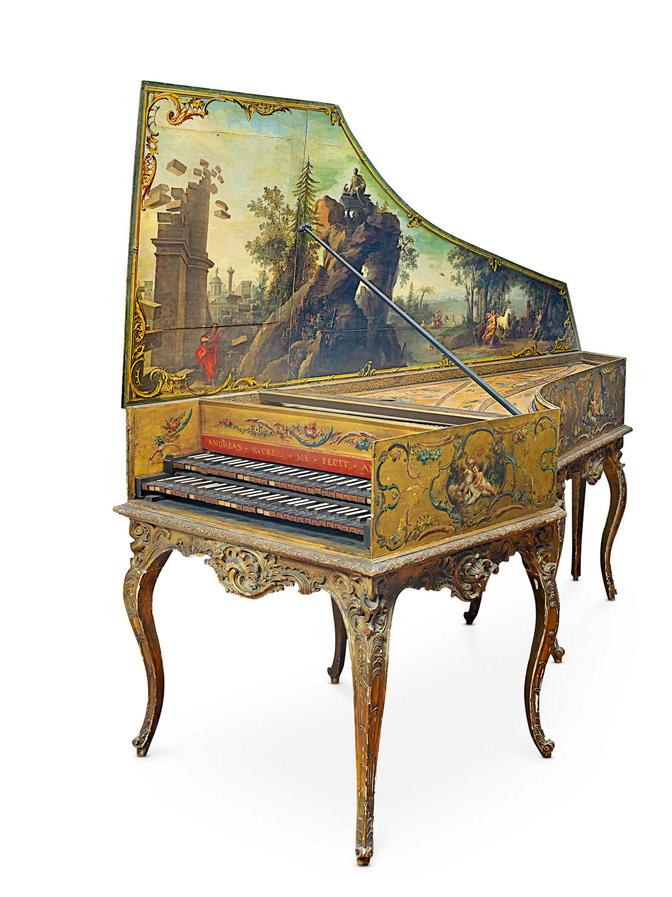 This 1643 harpsichord was built in Antwerp by master craftsman Andreas Rucker.