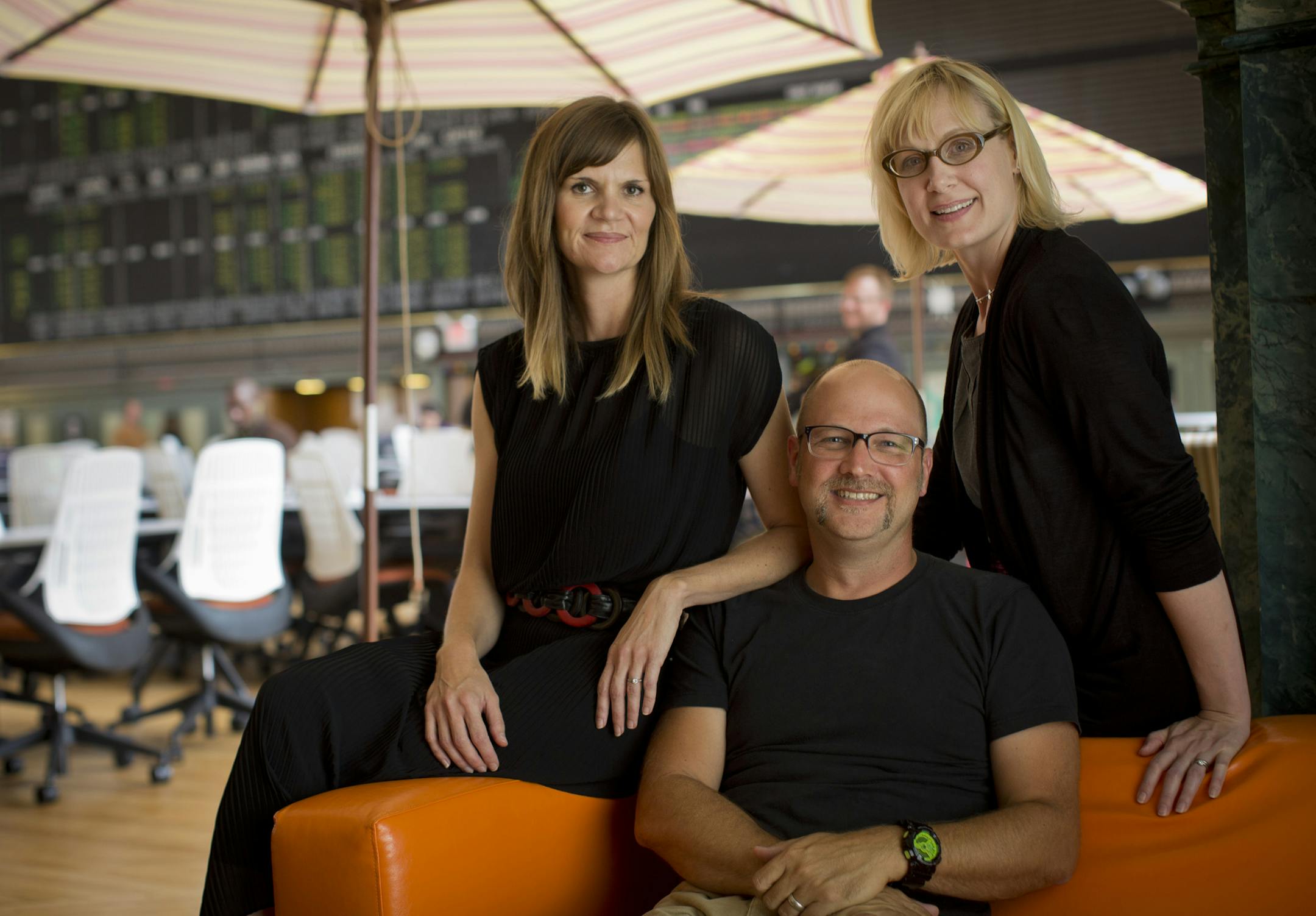 Mary Fallon, Dug Nichols and Dori Graff created Itizen, an iPhone app that lets people sell used, quality clothes and kids stuff. They posed for a picture at CoCo (coworking and collaborative space) in downtown Minneapolis, Minn. on Thursday, August 8, 2013. ] (RENEE JONES SCHNEIDER &#x2022; reneejones@startribune.com) Dug CQ Dori Graff CQ