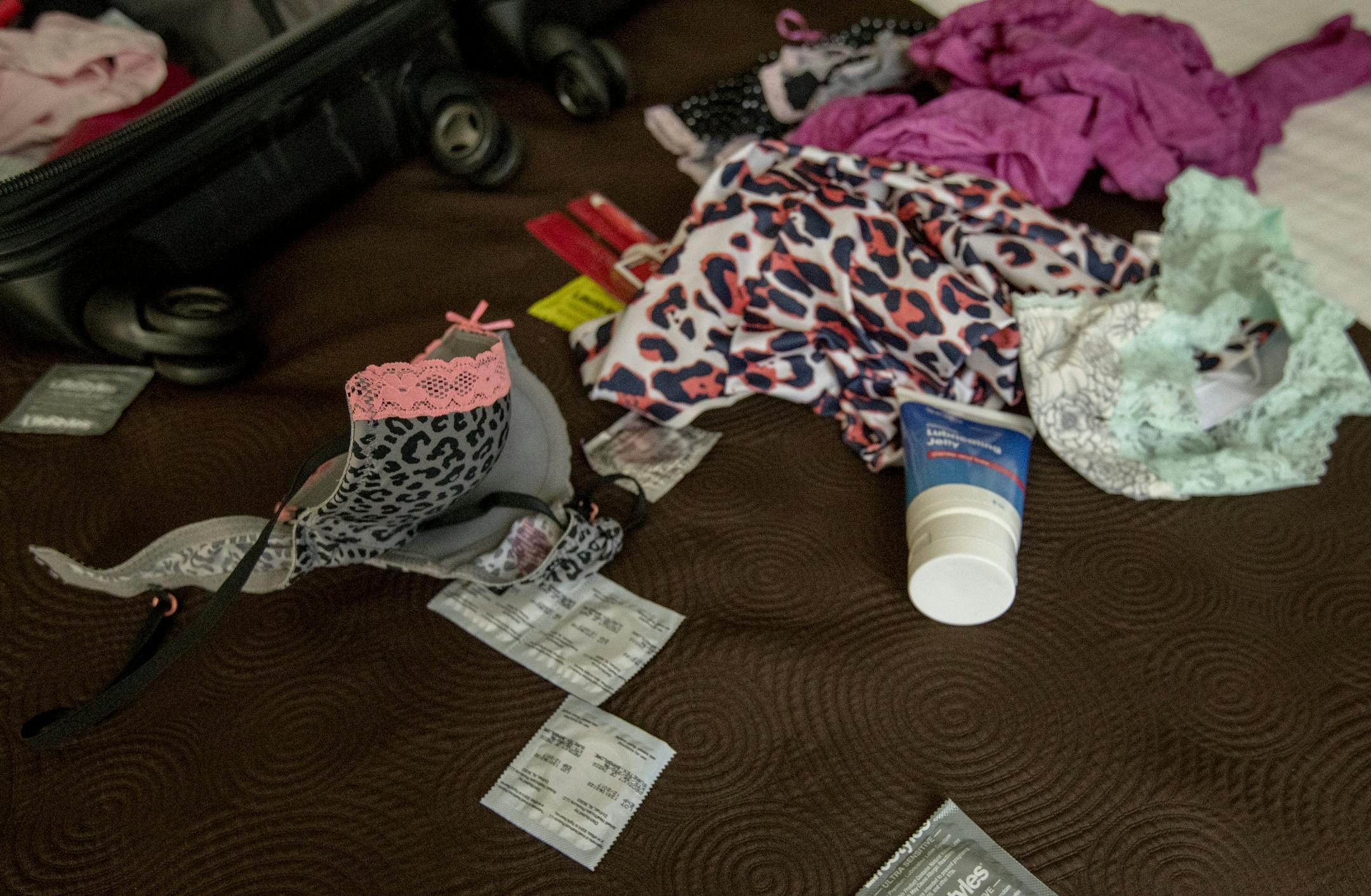 Props used in a hotel room for a prostitution sting in St. Peter, MN.