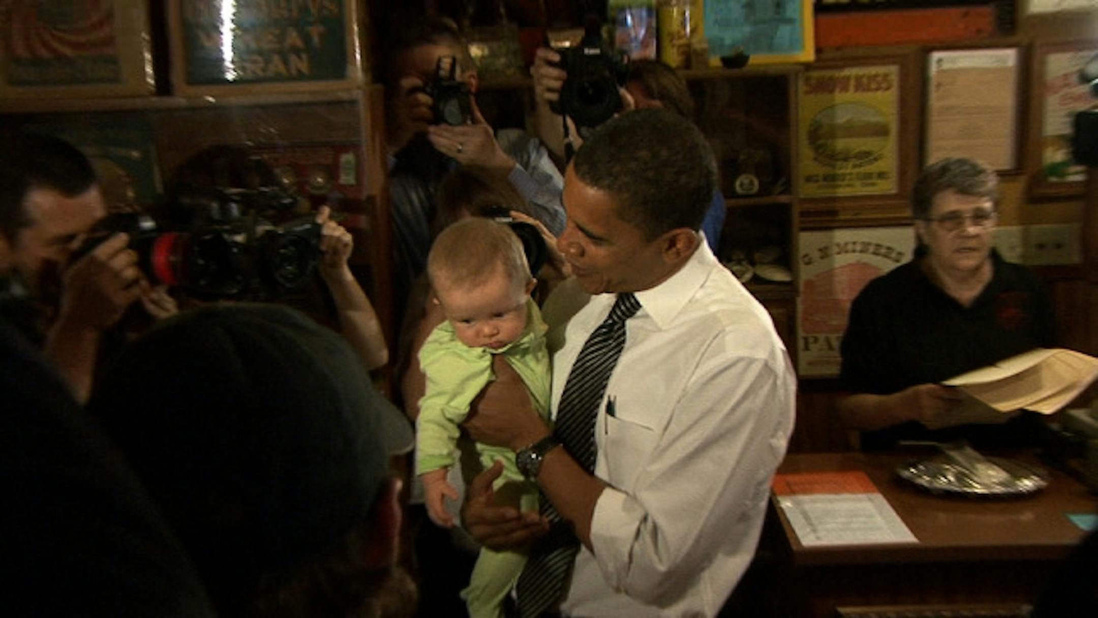 Democratic presidential candidate Barack Obama made a surprise stop Thursday at the Copper Dome restaurant in St. Paul, where he bought an order of pancakes to go.