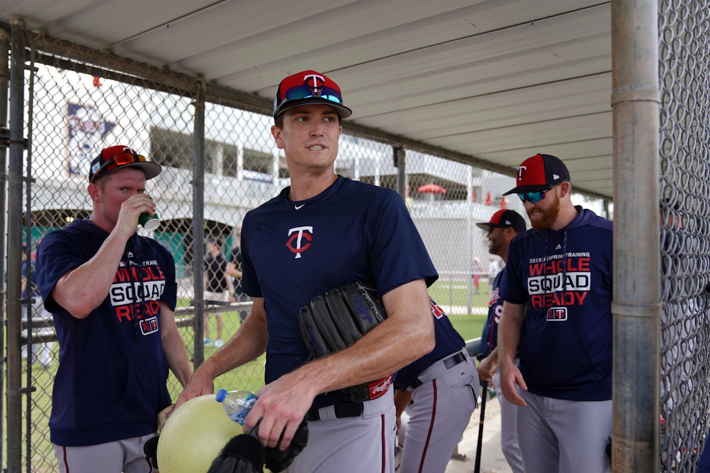 Minnesota Twins pitcher Kyle Gibson (44) made his way from the practice field to Hammond Stadium Thursday. ] ANTHONY SOUFFLE &#x2022; anthony.souffle@startribune.com Spring Training continued for the Minnesota Twins Thursday, Feb. 21, 2019 at The CenturyLink Sports Complex and Hammond Stadium in Fort Myers, Fla.