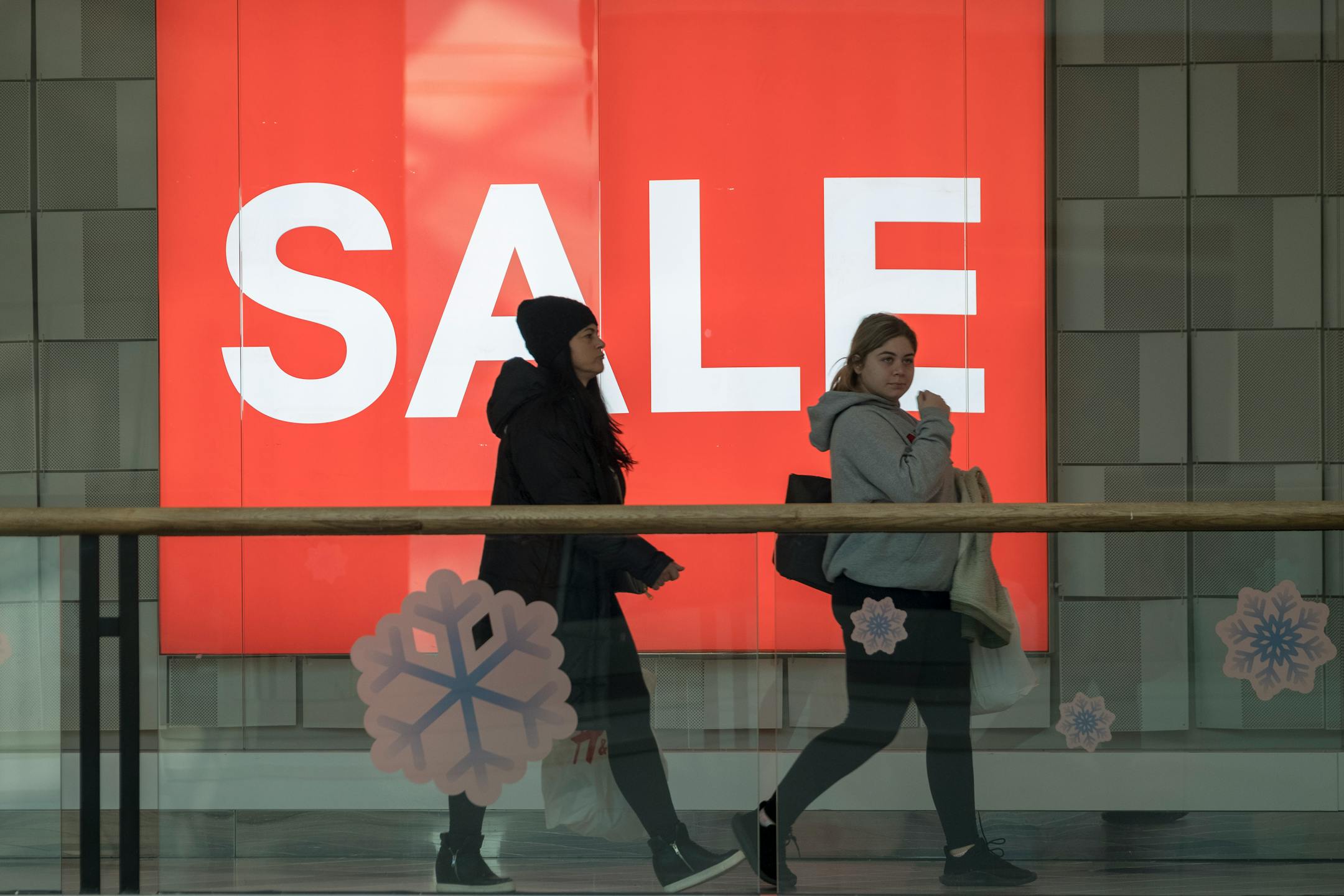 A sale sign at the Galleria Mall in White Plains, N.Y.