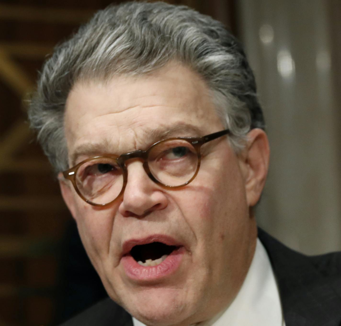 Senate Health, Education, Labor, and Pensions Committee member Sen. Al Franken, D-Minn. speaks on Capitol Hill in Washington, Tuesday, Jan. 31, 2017, during the committee's executive session on the nomination Education Secretary-designate Betsy DeVos. (AP Photo/Alex Brandon) ORG XMIT: DCAB109