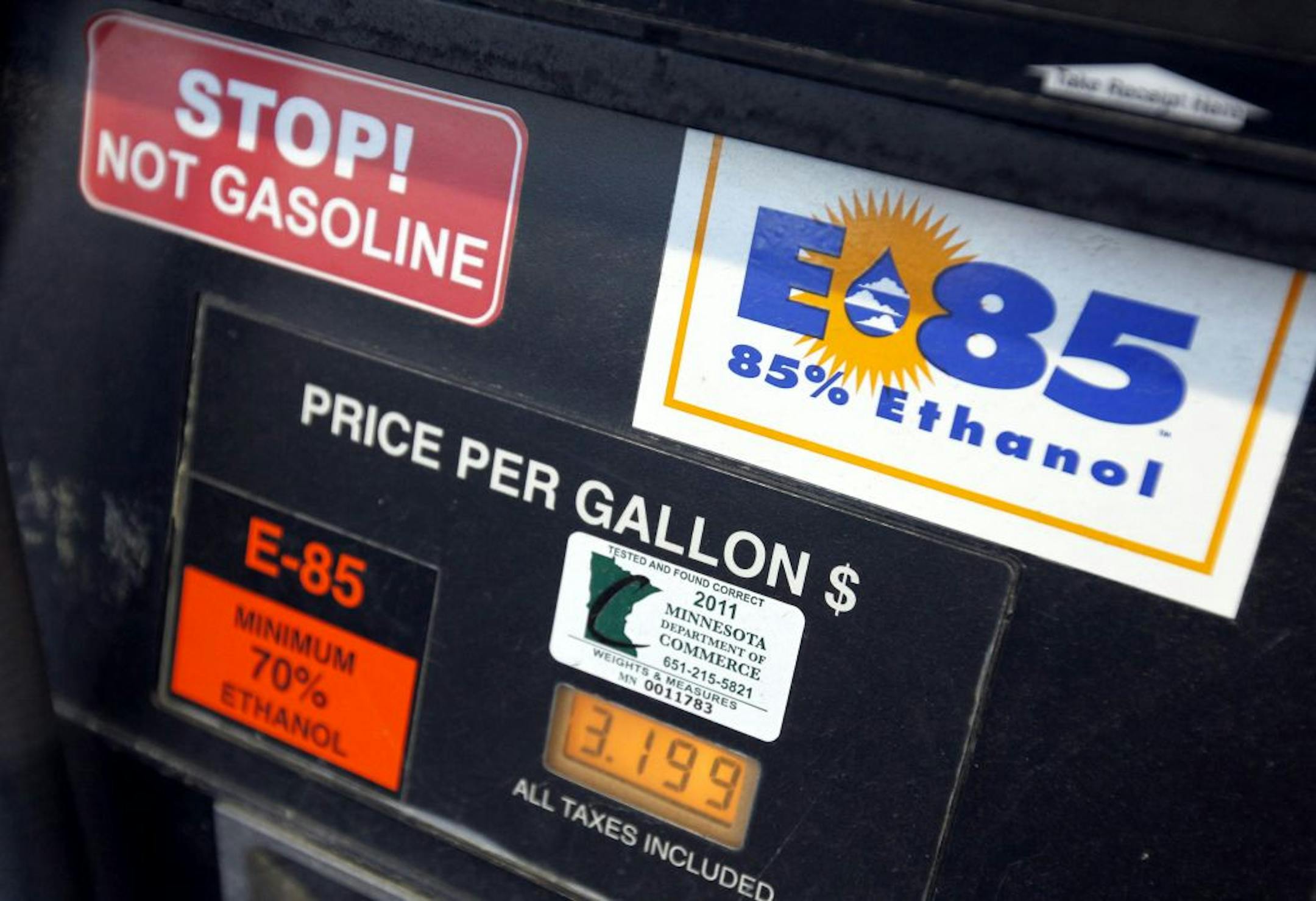 E-85 at the pump at Lerum Auto in Richfield, Minn. The loss of the ethanol tax credit has caused a dramatic jump in E-85 prices, possibly dooming the blend. The 85 percent ethanol blend, which can be used only in flex-fuel vehicles, has jumped about 40 cents a gallon in the past week as the federal subsidy expired Jan. 1, leaving E-85 at essentially the same price as gasoline.