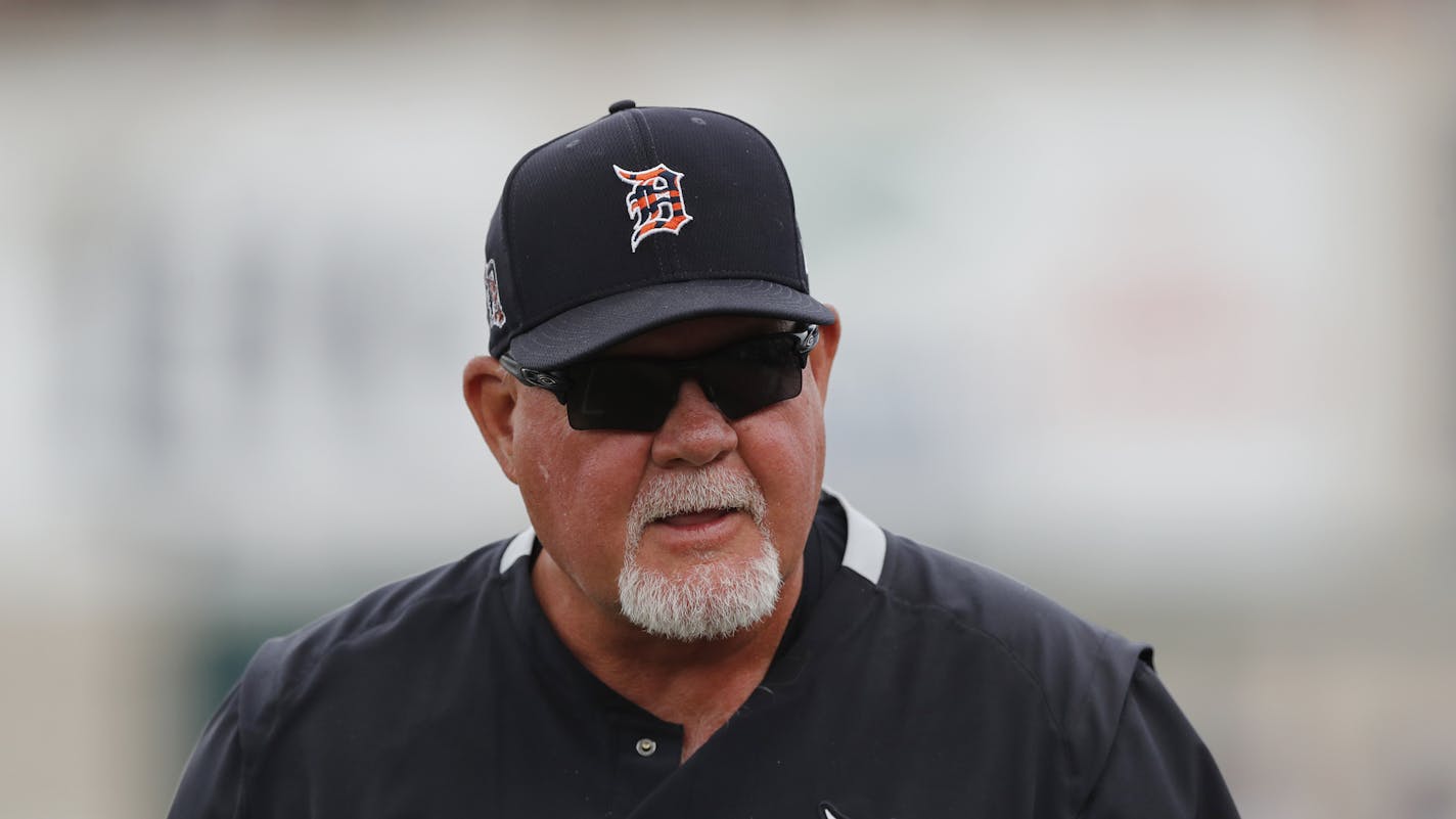 FILE - In this March 5, 2020, file photo, Detroit Tigers manager Ron Gardenhire watches during a spring training baseball game in Lakeland, Fla. Gardenhire announced his retirement prior to Detroit's game against the Cleveland Indians on Saturday, Sept. 19,2020. (AP Photo/Carlos Osorio, File)