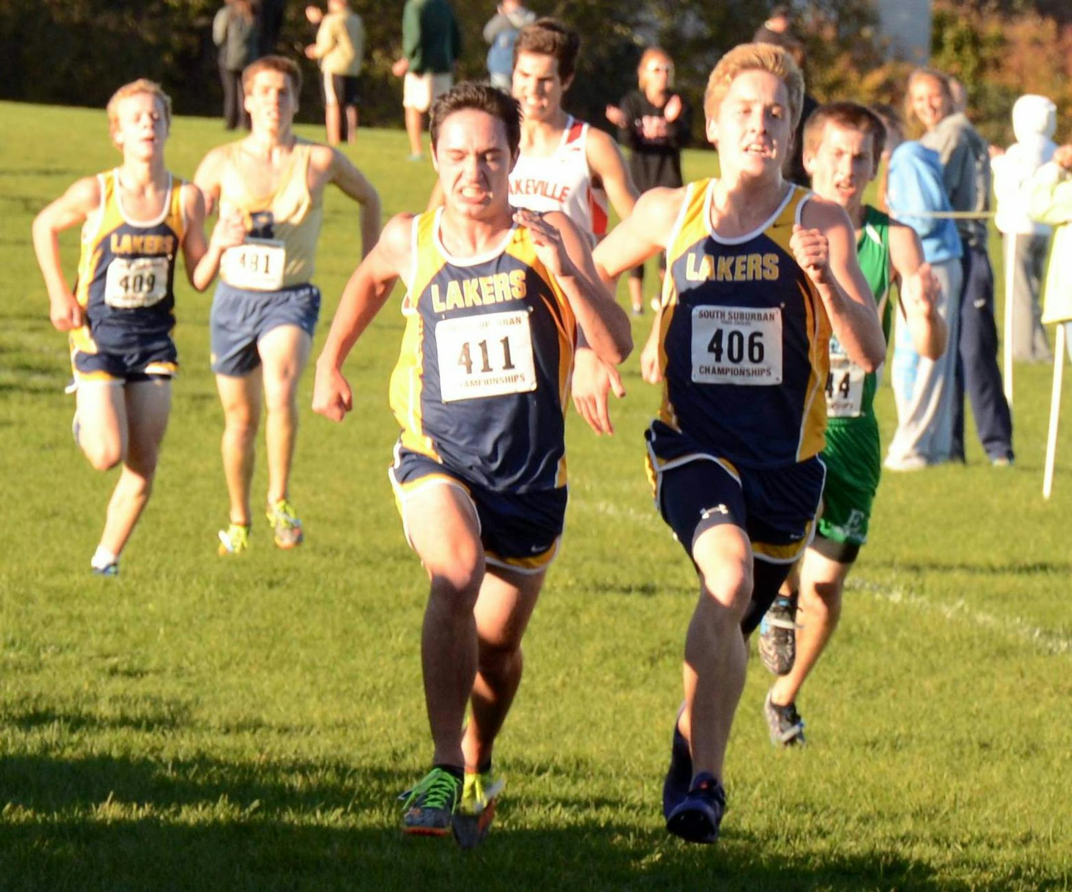 Prior Lake boys' cross-country runners Devon Genrick (406), Thomas Vallez (411), and Owen Kilanowski (409), shown competing last season. ORG XMIT: h3fA7TLSXhgxyv-dg-Wx
