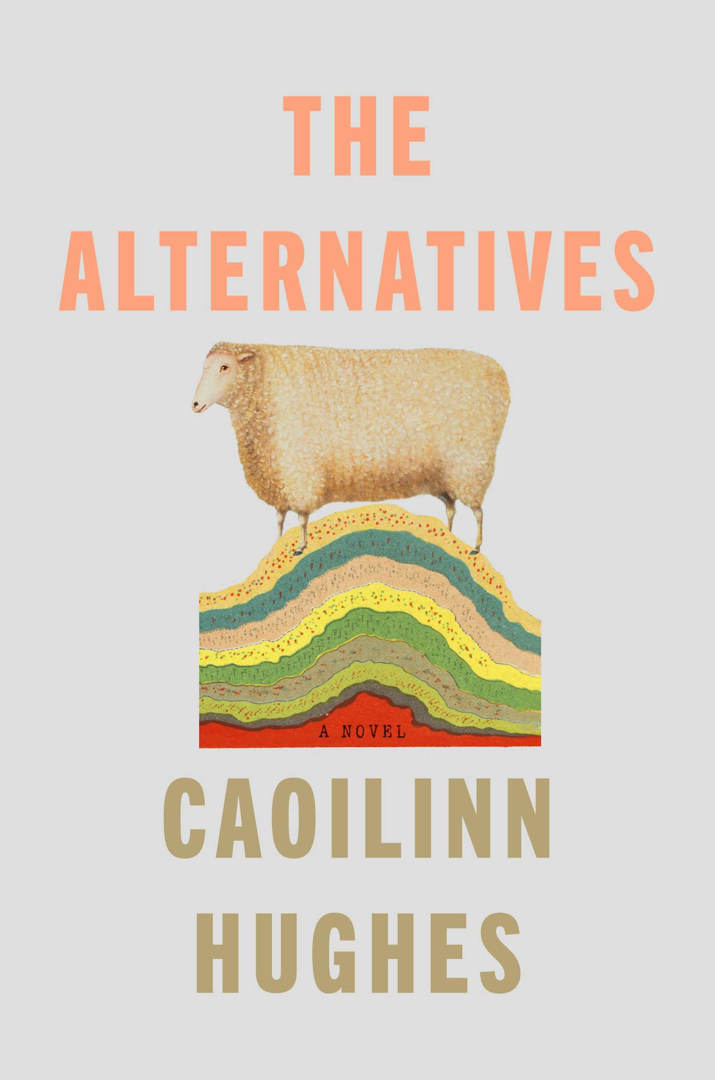 cover of "The Alternatives" novel features an image of a sheep, standing on a hill