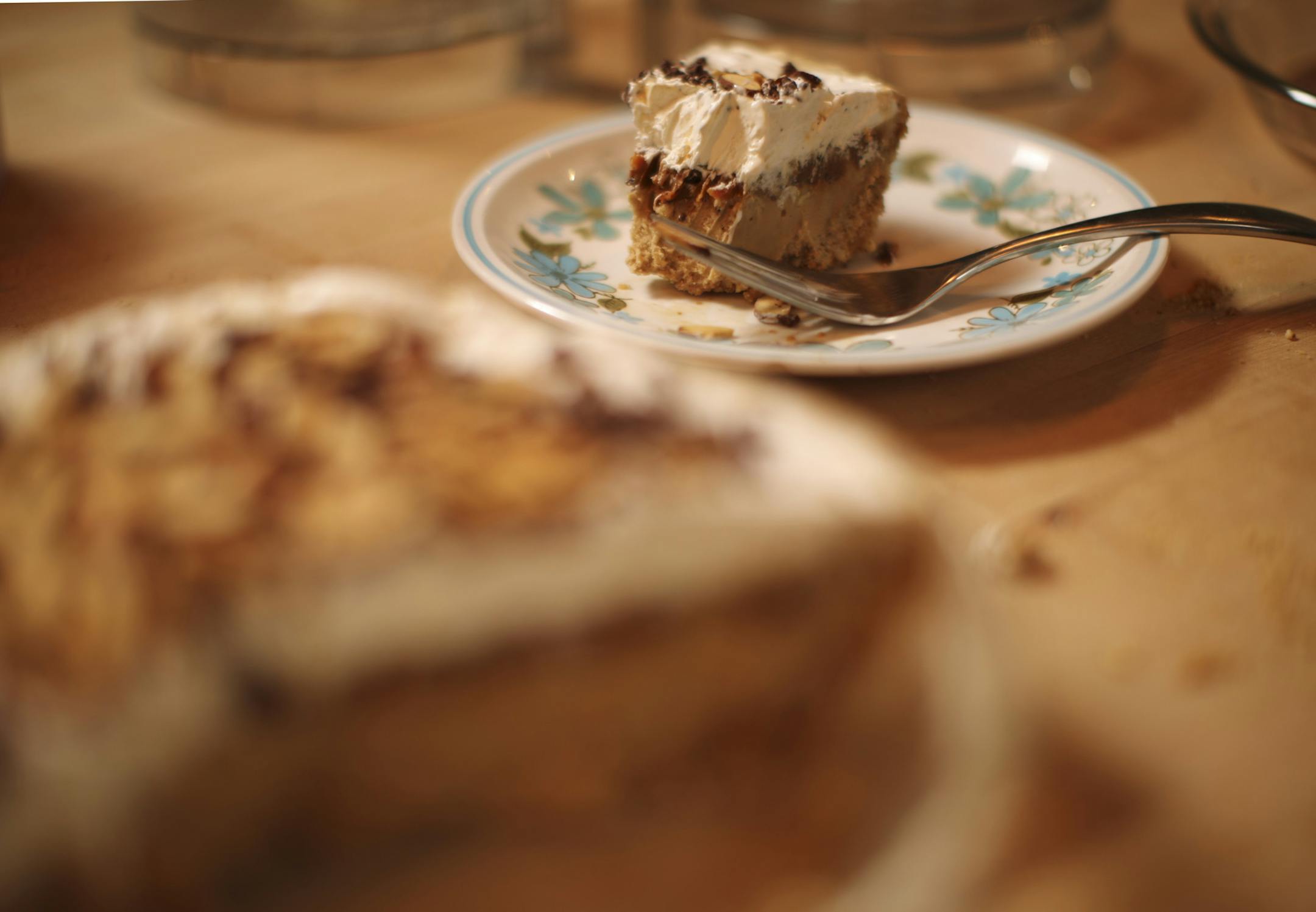 A slice of Pamela Phelan first attempt at a carmel machiatto ice cream pie in her kitchen in Fridley Wednesday night. She thought she'd maybe add some more pecans. ] JEFF WHEELER ‚Ä¢ jeff.wheeler@startribune.com Fridley 49er Days will feature a pie-baking contest for the second year. At the urging of a neighbor, Pamela Phelan decided to enter, even though she's never baked a pie before. She settled on an ice cream pie. She made a test pie this week and Wednesday night, June 25,