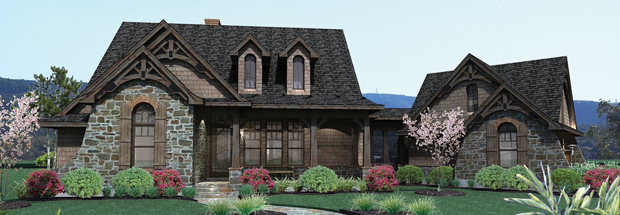 European home plan is rugged, yet elegant. (plan020517)