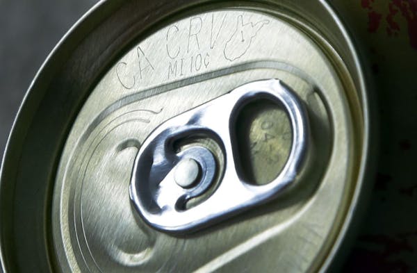 Minnesota may consider imposing deposits on bottles and cans, similar to the kind seen on this can in Michigan.
