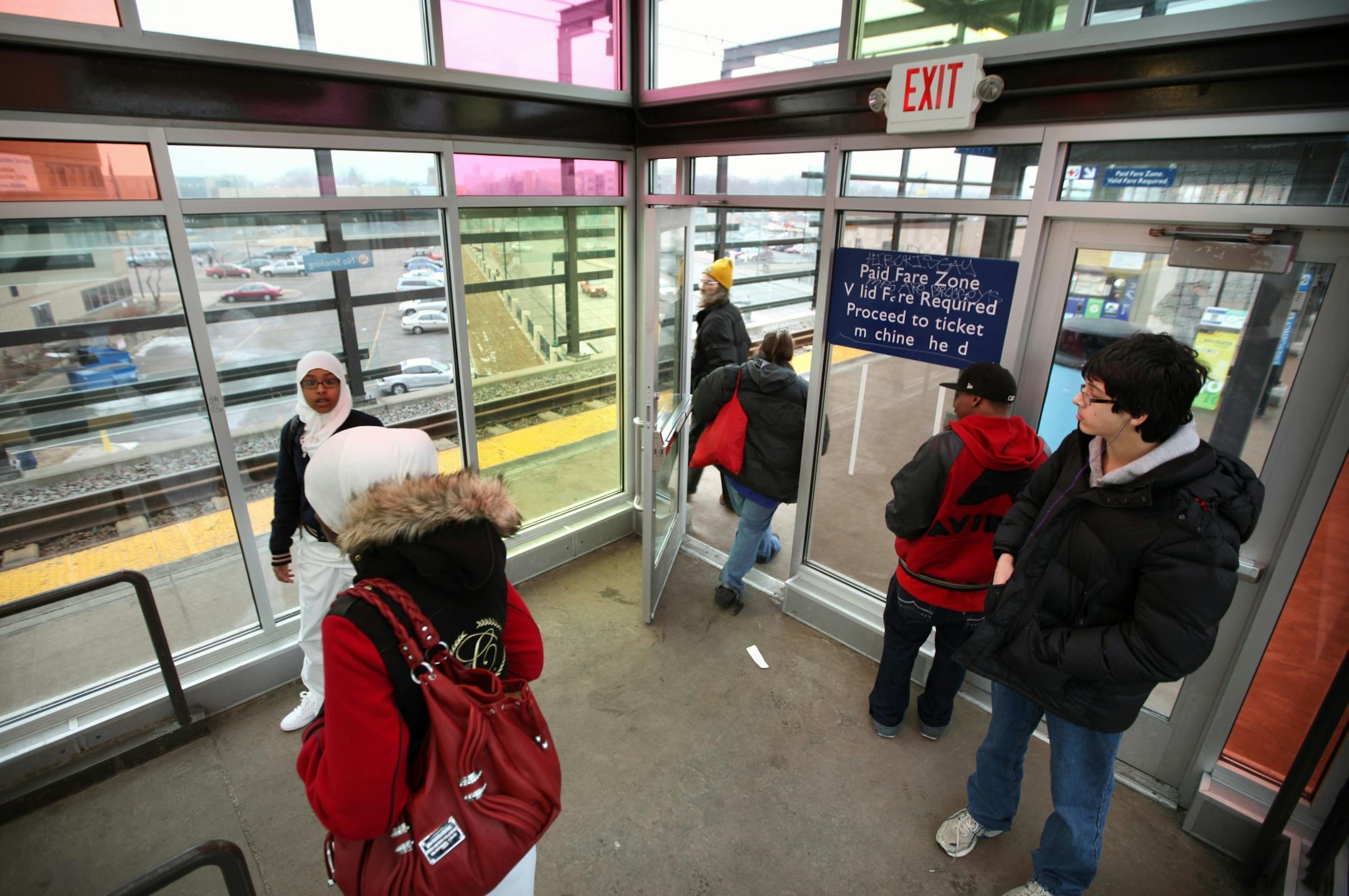 The Metro Transit system is playing classical music in the covered lobby's of Lake Street light rail station in hope of discouraging loiterers. Xerxes Alexander (Not in picture) was hanging in the station Thursday afternoon before catching a train to the Mall of America, said, "I'd rather have music than quiet." He was waiting inside because of the heaters not the tunes.