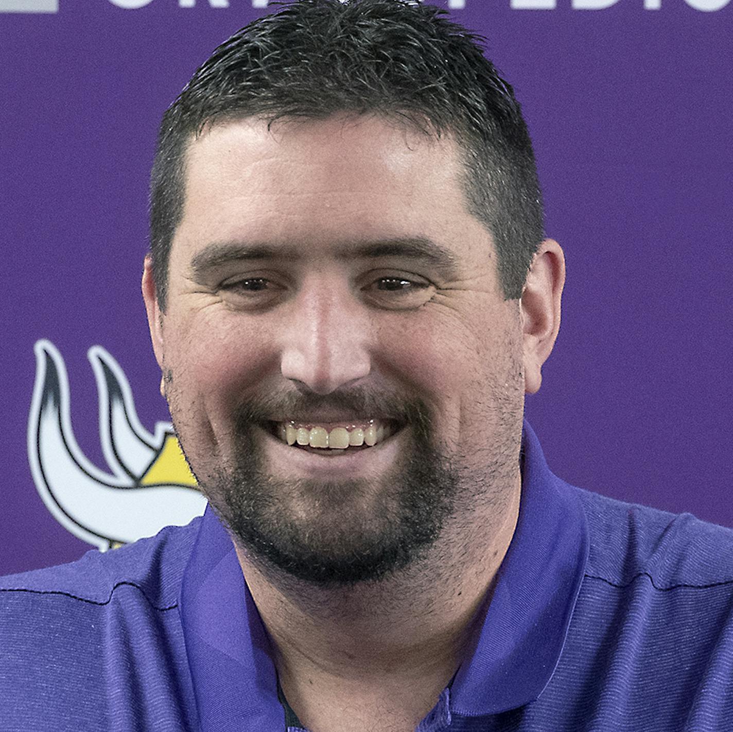 Vikings Assistant Offensive Line Coach Phil Rauscher fielded questions from the press during a press conference at TCO Performance Center, Tuesday, February 11, 2020 in Eagan, MN. ] ELIZABETH FLORES • liz.flores@startribune.com