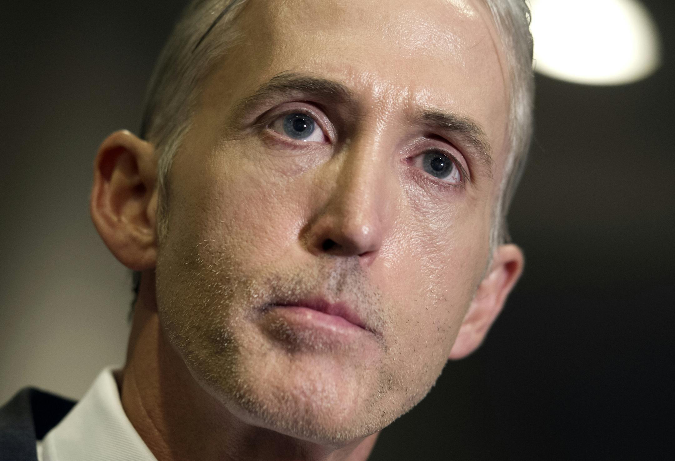 House Select Committee on Benghazi Chairman Trey Gowdy, R-S.C., speaks with the news media following Bryan Pagliano, former Secretary of State Hillary Clinton's IT analyst during her tenure as Secretary of State, appearance before the committee on Capitol Hill in Washington, Thursday, Sept. 10, 2015. Pagliano invoked his Fifth Amendment right. (AP Photo/Cliff Owen)