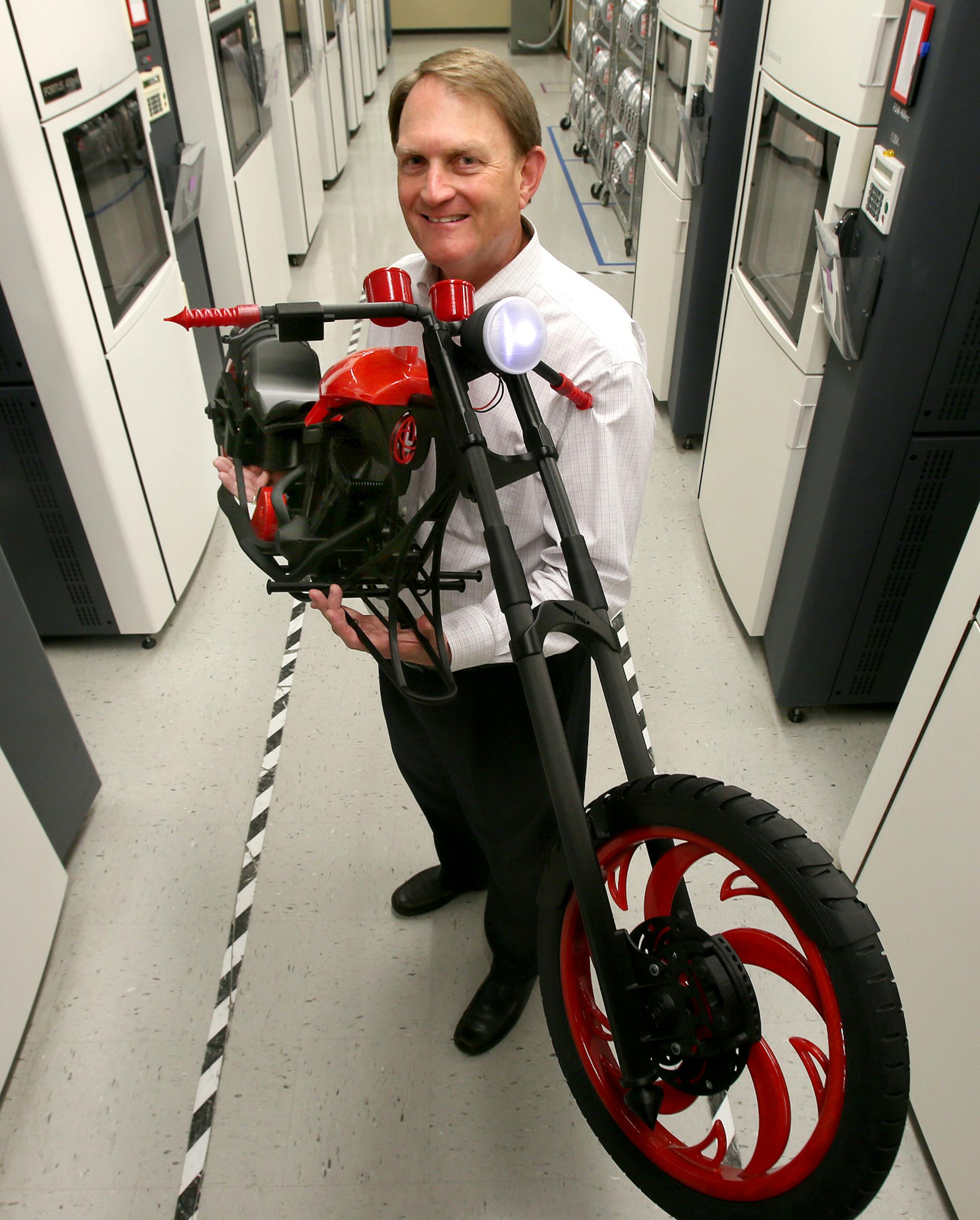 Scott Crump, the chairman and co-founder of Stratasys in Eden Praire, MN on August 29, 2013. ] JOELKOYAMA‚Ä¢joel koyama@startribune Stratasys, which is riding the wave of 3-D printer popularity, is adding about 160 jobs in Minnesota this year, even though it now officially headquartered in Israel. Minnesota is benefitting from last year's merger of Stratasys with Israeli firm Objet, which made the combined firm No. 1 in markets ranging from automotive design to consumer jewelry,
