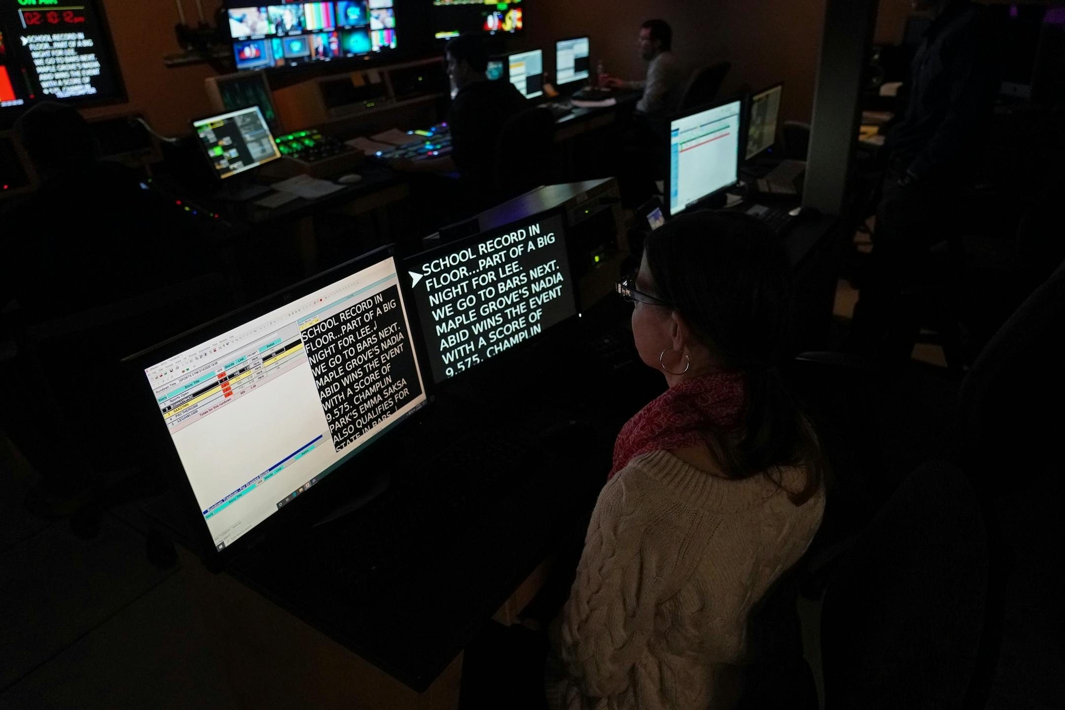 CCX Media producer/host Ann Gallagher filled in at the telepromper during a live broadcast on Friday, Feb. 14, 2020.