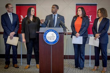 St. Paul Mayor Melvin Carter addressed the media Monday on the “Just Deeds Coalition” project during a news conference at Mitchell Hamline School 