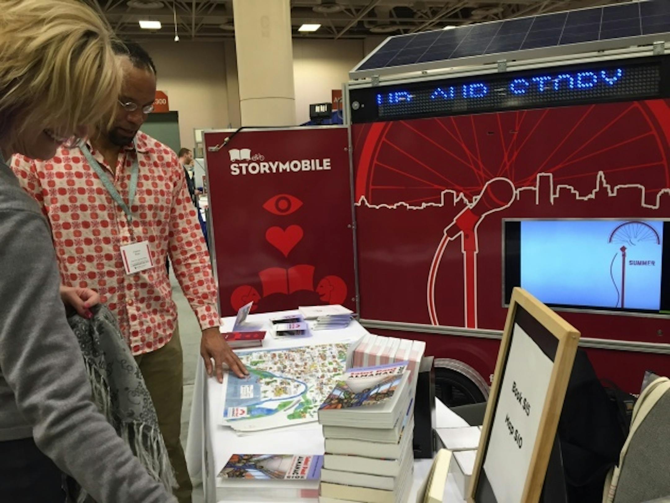 The Saint Paul Almanac is collecting stories of AWP at their booth--you can write them, or tell them, at their Storymobile.